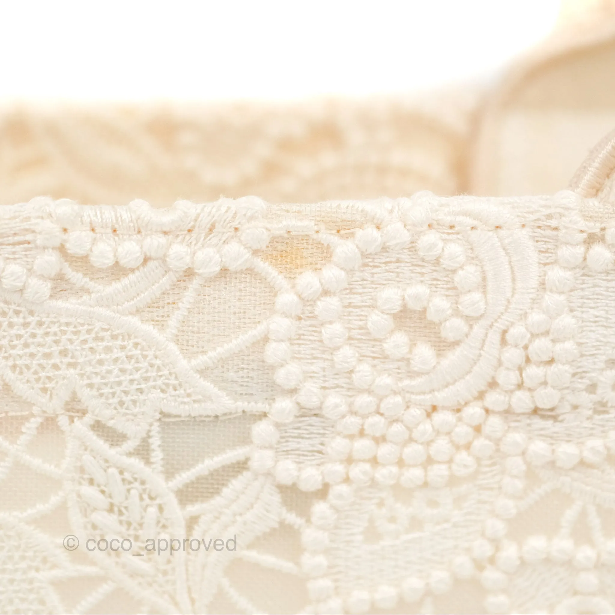 Dior Small Book Tote Natural Macram-Effect Embroidery