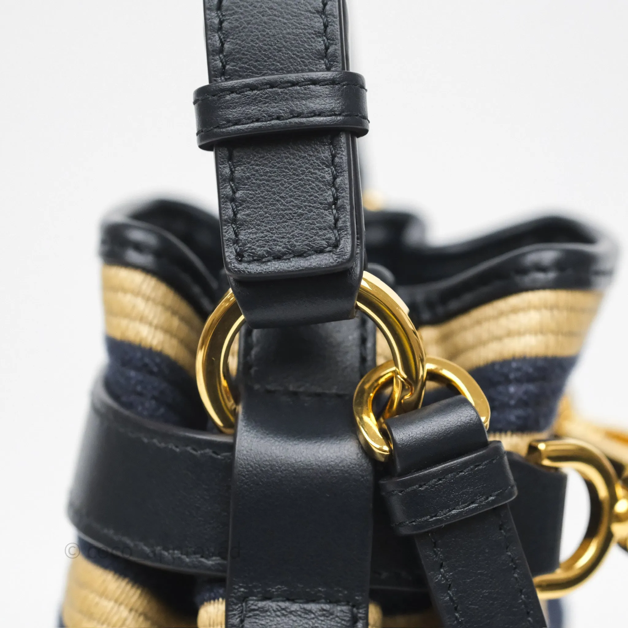 Dior Small C'est Dior Bucket Bag Natural Denim Blue Raffia