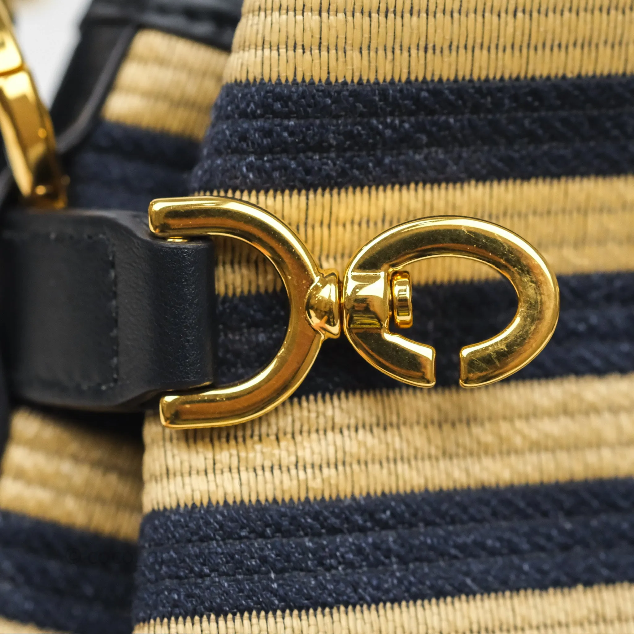 Dior Small C'est Dior Bucket Bag Natural Denim Blue Raffia