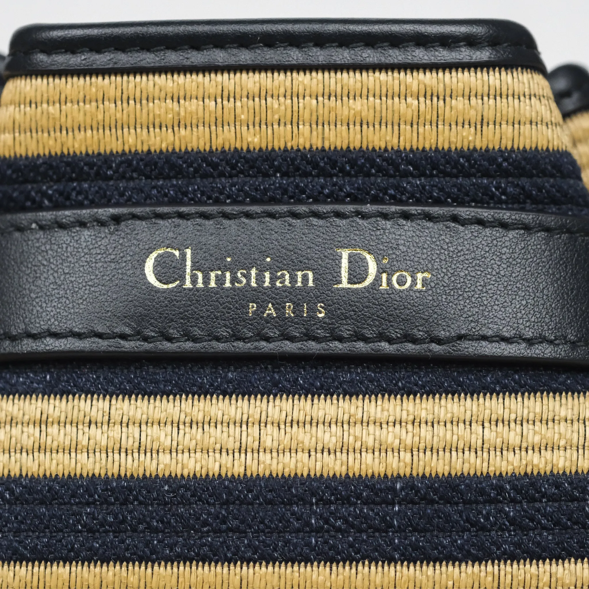 Dior Small C'est Dior Bucket Bag Natural Denim Blue Raffia