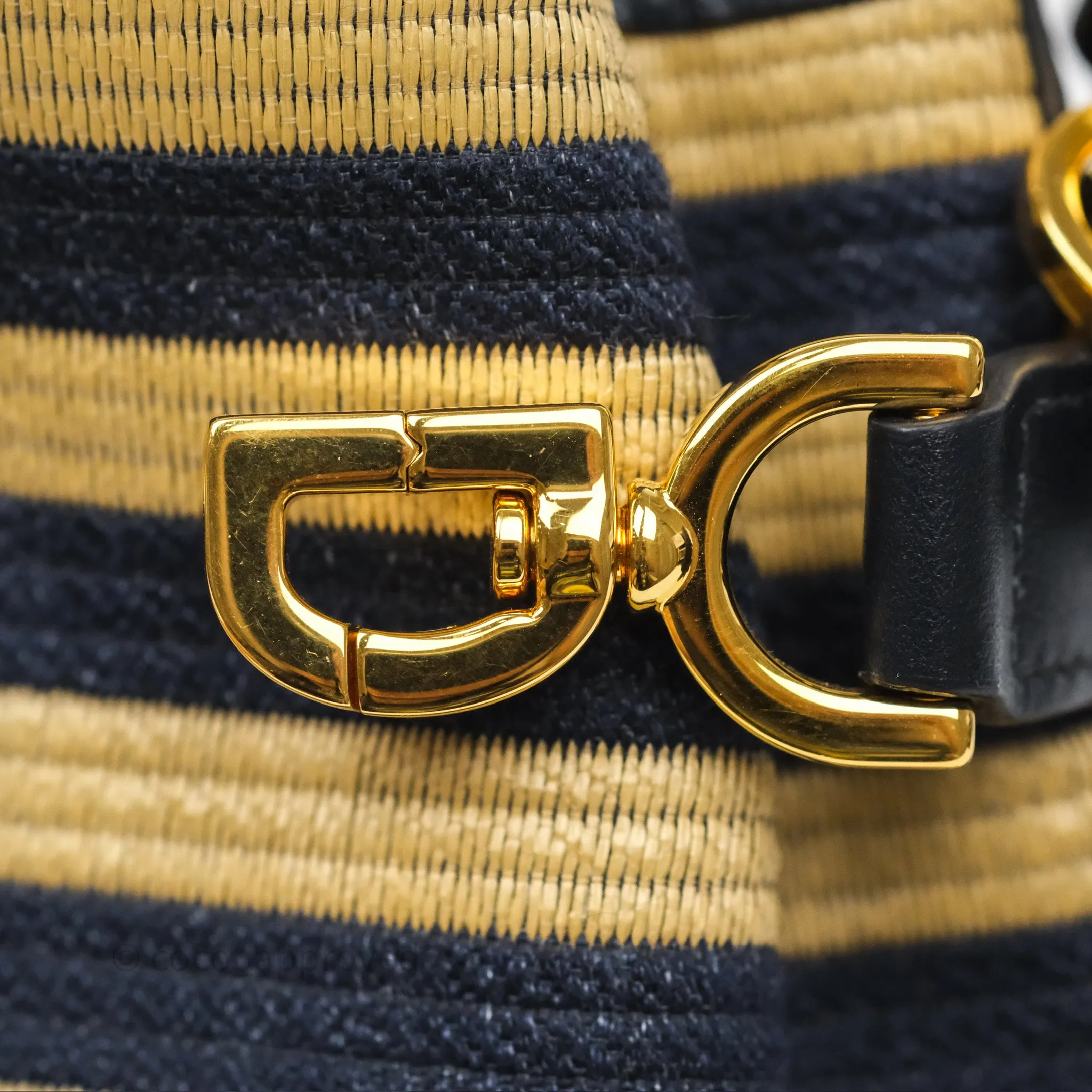 Dior Small C'est Dior Bucket Bag Natural Denim Blue Raffia