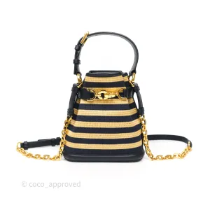 Dior Small C'est Dior Bucket Bag Natural Denim Blue Raffia