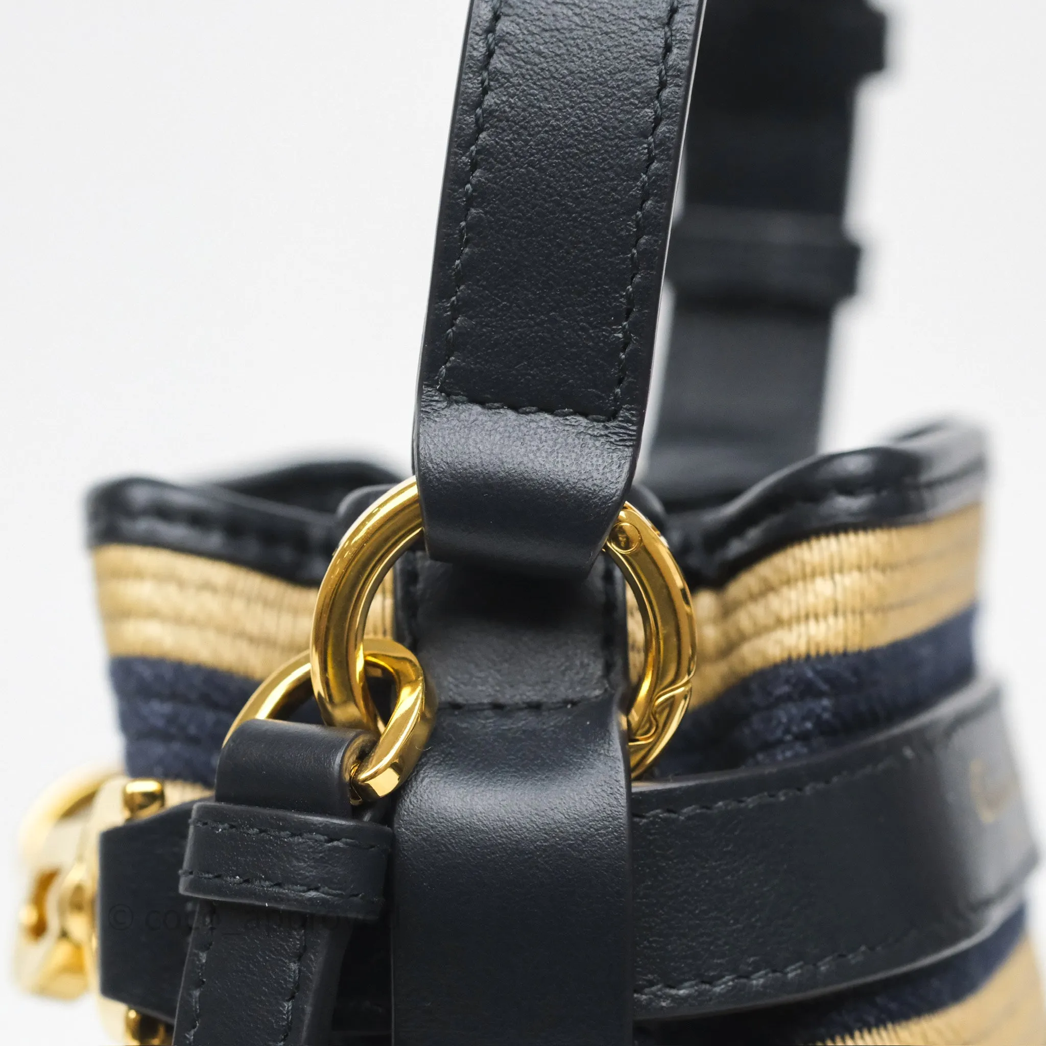 Dior Small C'est Dior Bucket Bag Natural Denim Blue Raffia