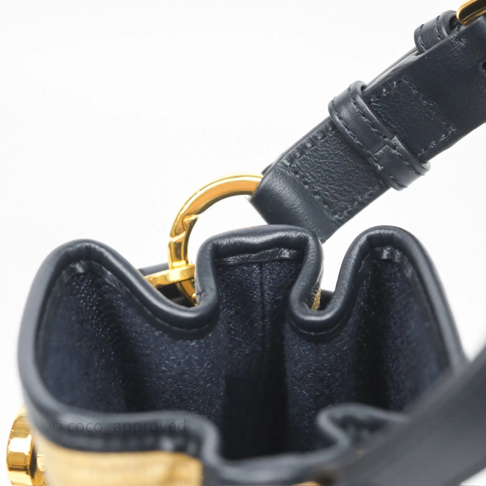 Dior Small C'est Dior Bucket Bag Natural Denim Blue Raffia