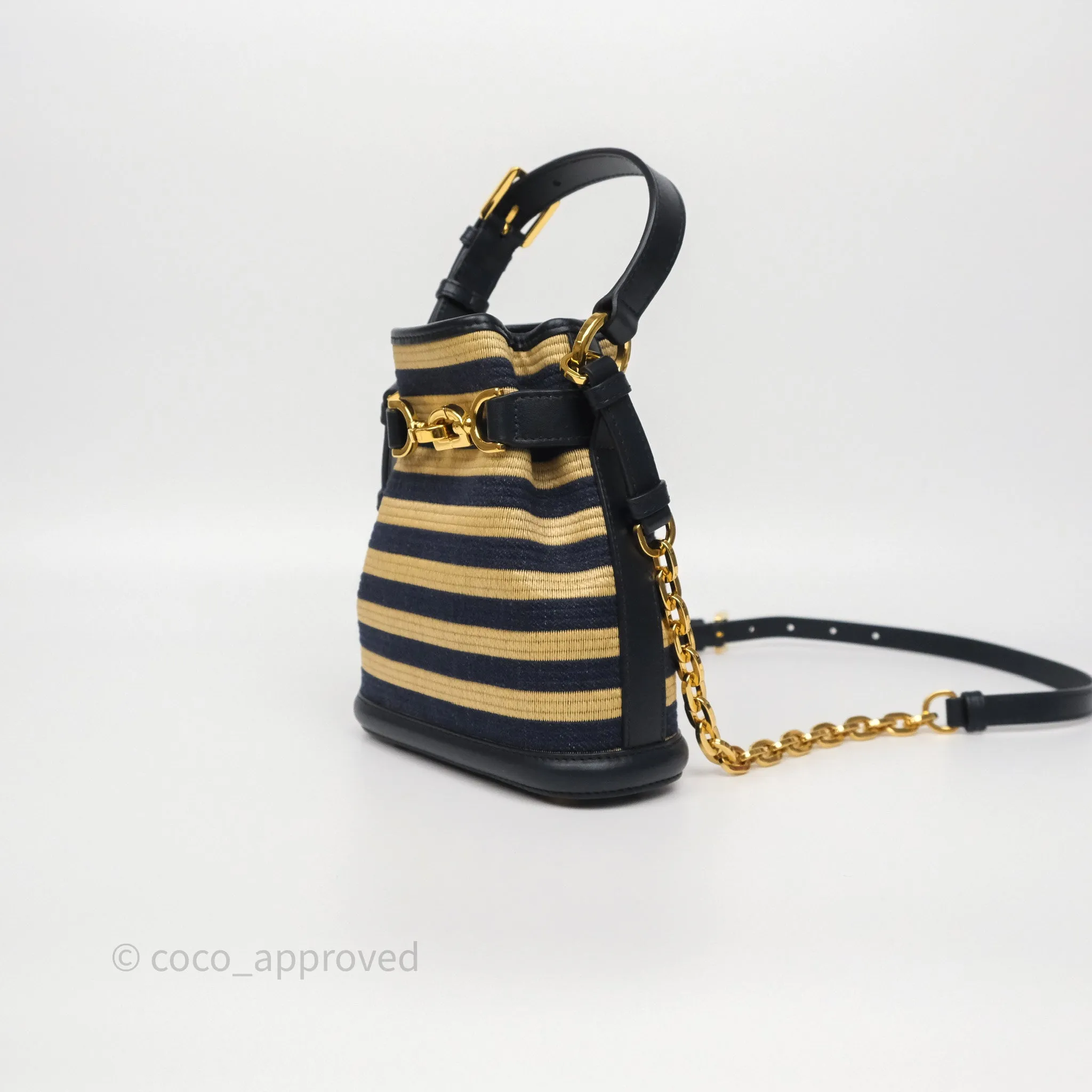 Dior Small C'est Dior Bucket Bag Natural Denim Blue Raffia