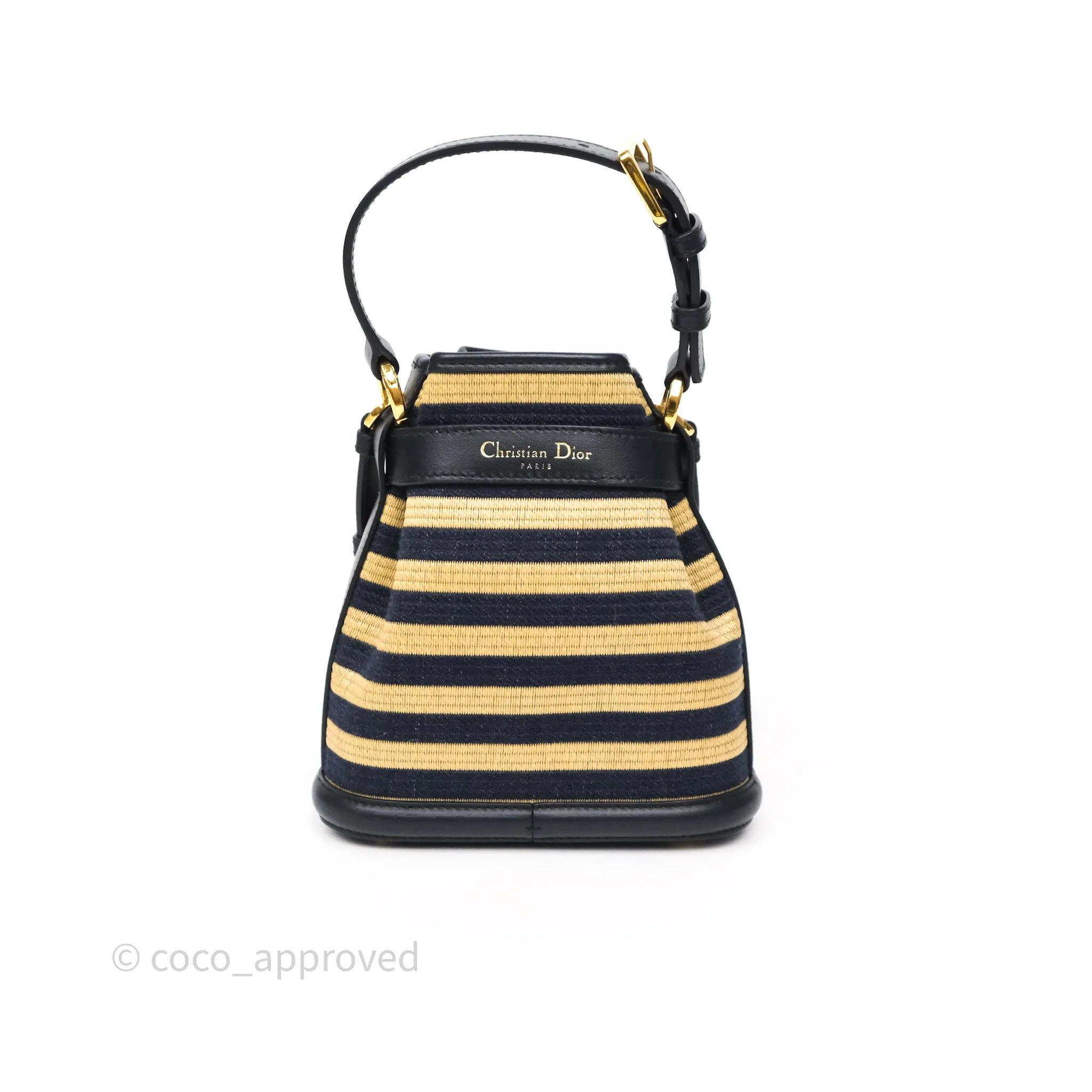 Dior Small C'est Dior Bucket Bag Natural Denim Blue Raffia