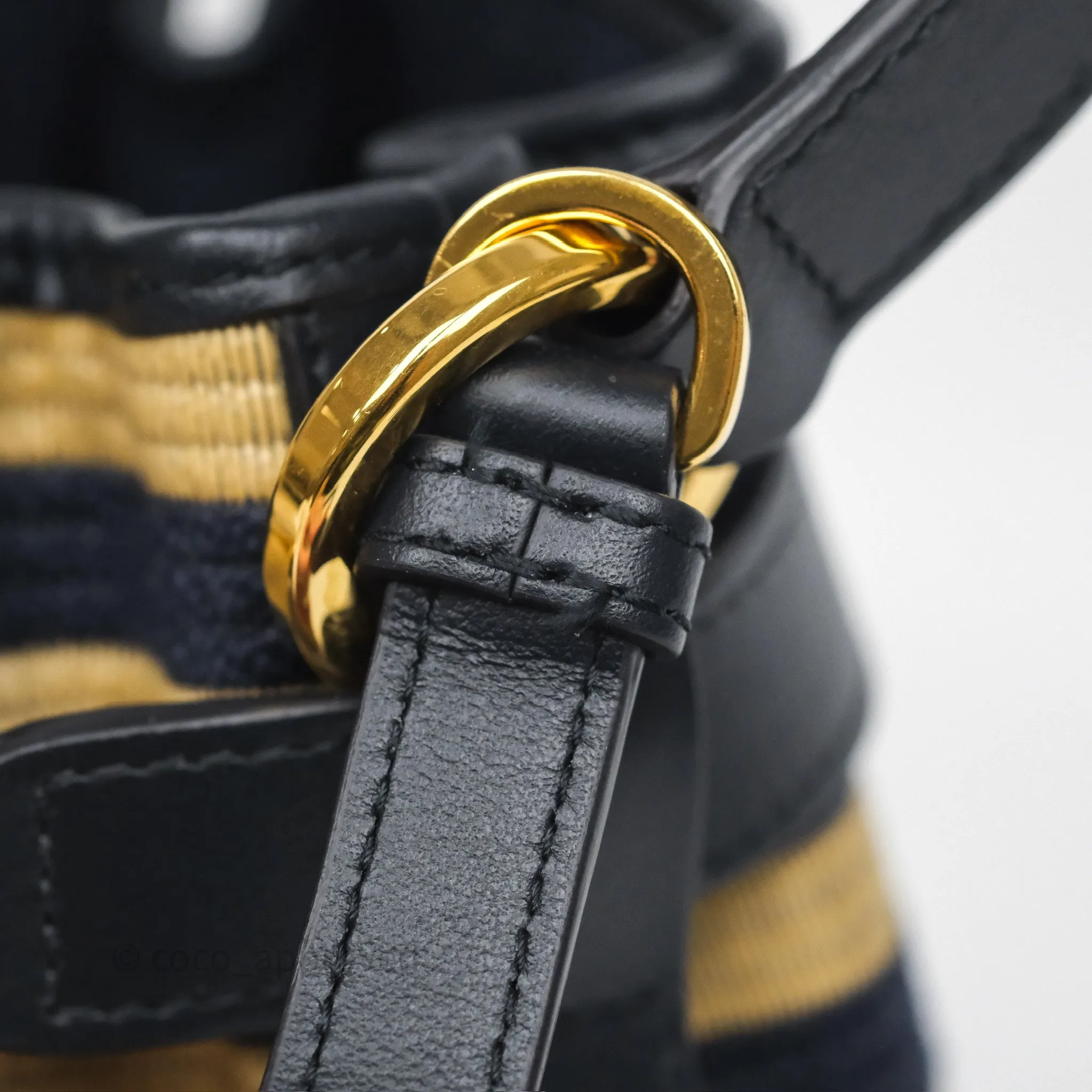 Dior Small C'est Dior Bucket Bag Natural Denim Blue Raffia