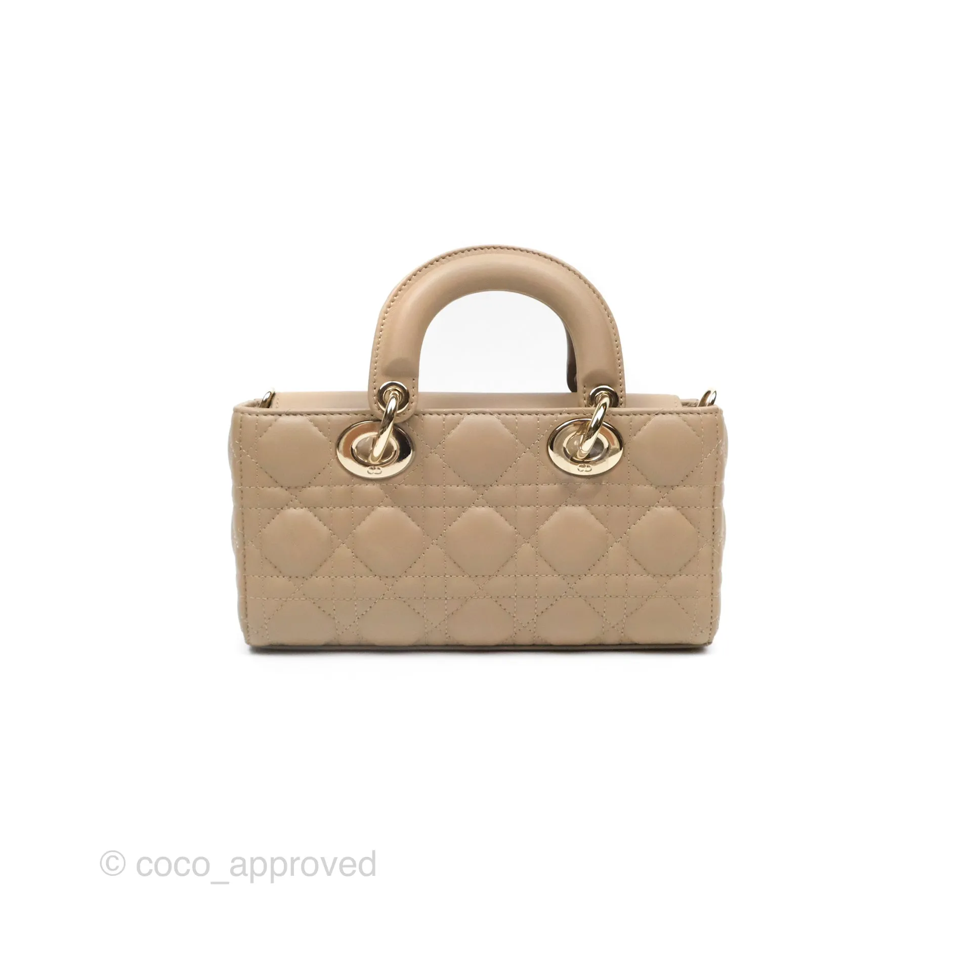 Dior Small Lady D-Joy Bag Beige Lambskin Cannage Gold Hardware