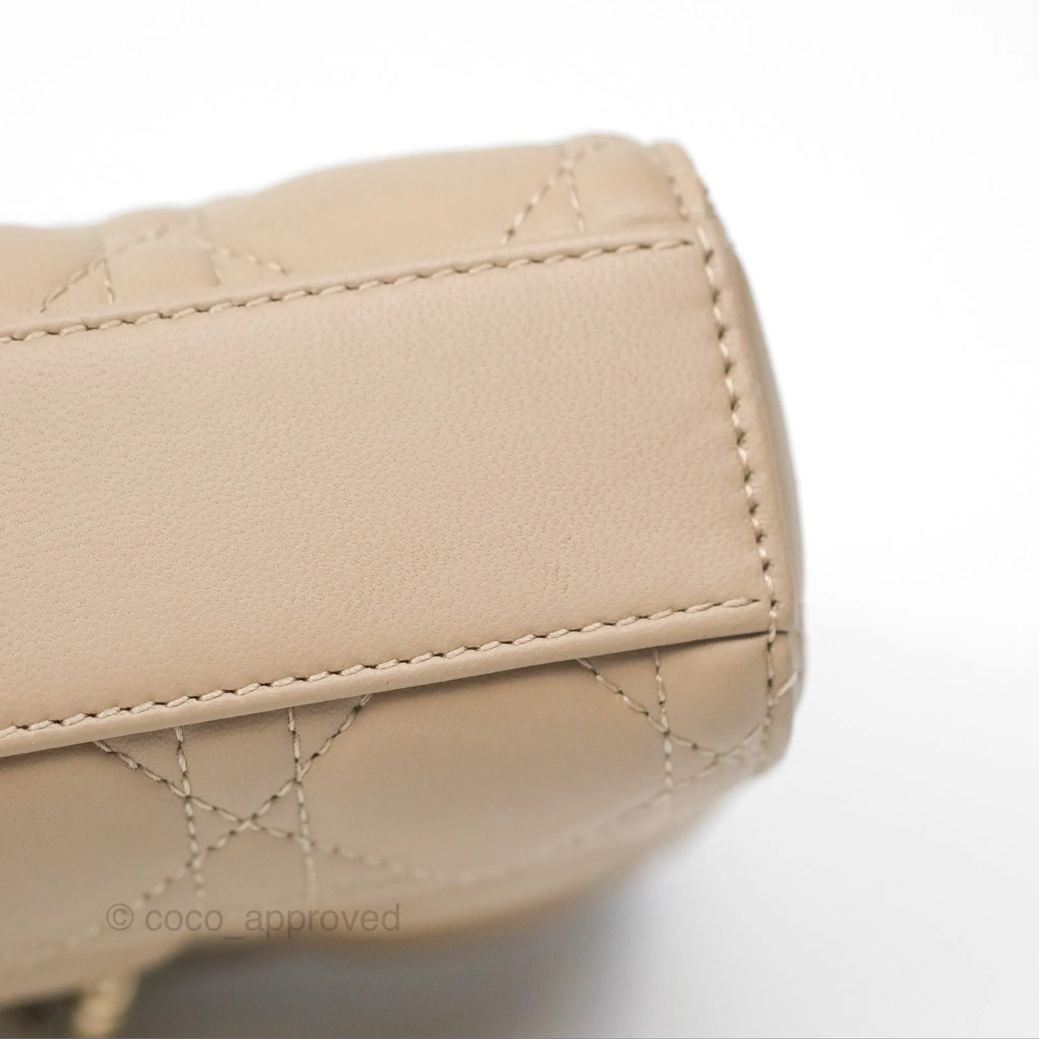Dior Small Lady D-Joy Bag Beige Lambskin Cannage Gold Hardware
