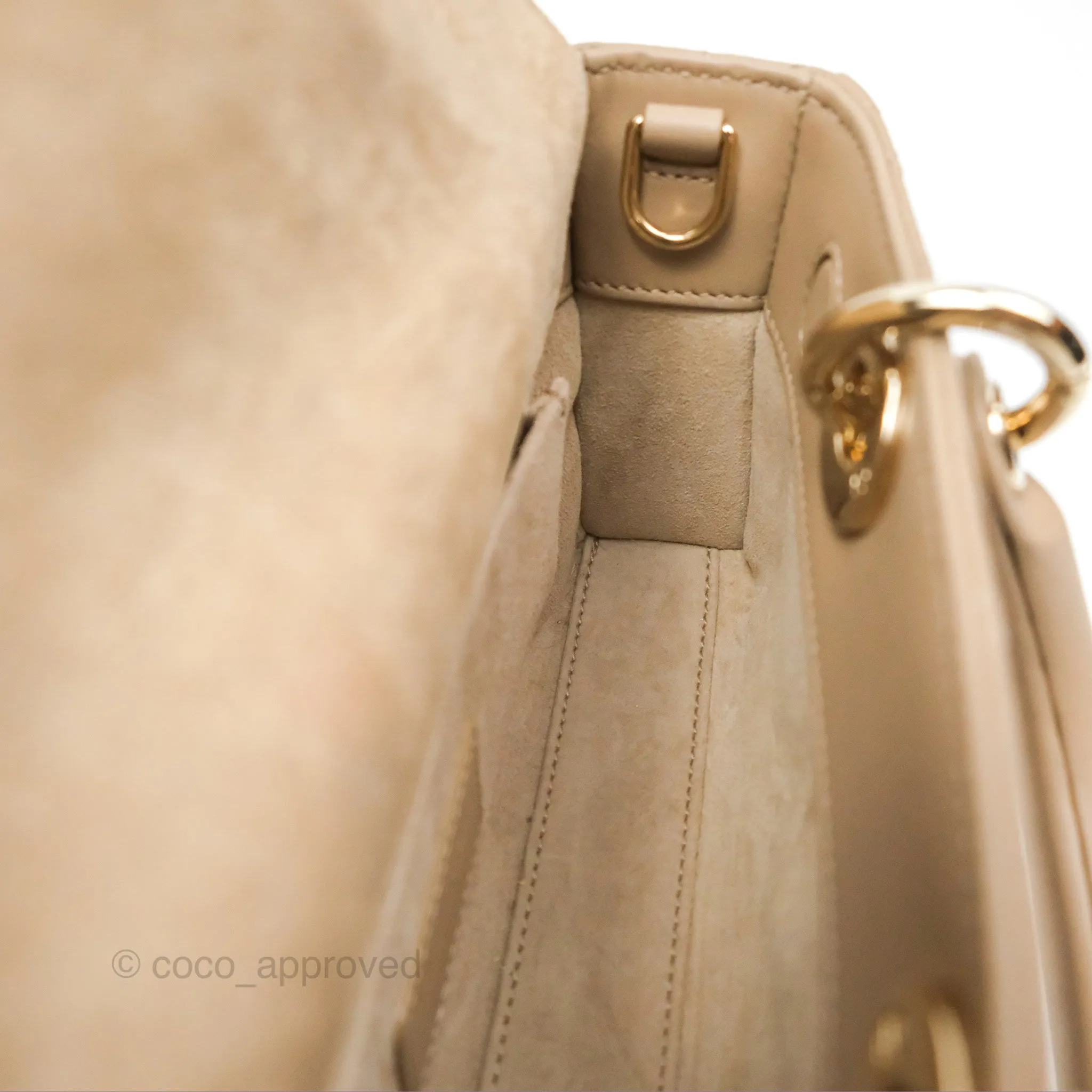 Dior Small Lady D-Joy Bag Beige Lambskin Cannage Gold Hardware