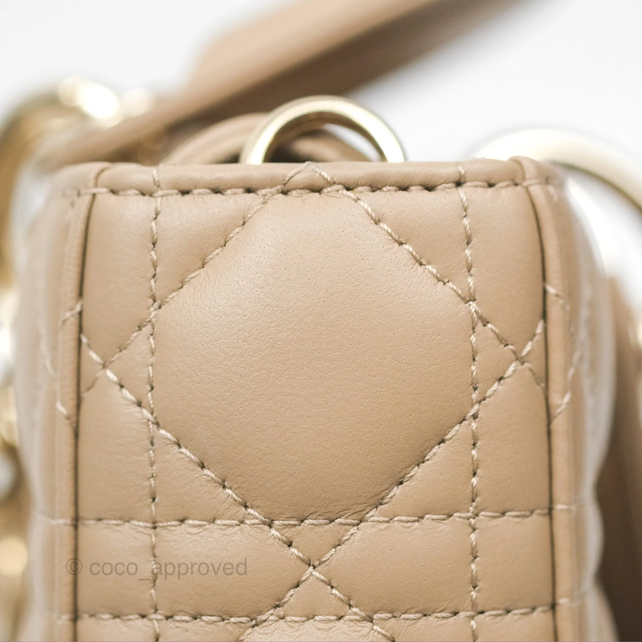 Dior Small Lady D-Joy Bag Beige Lambskin Cannage Gold Hardware