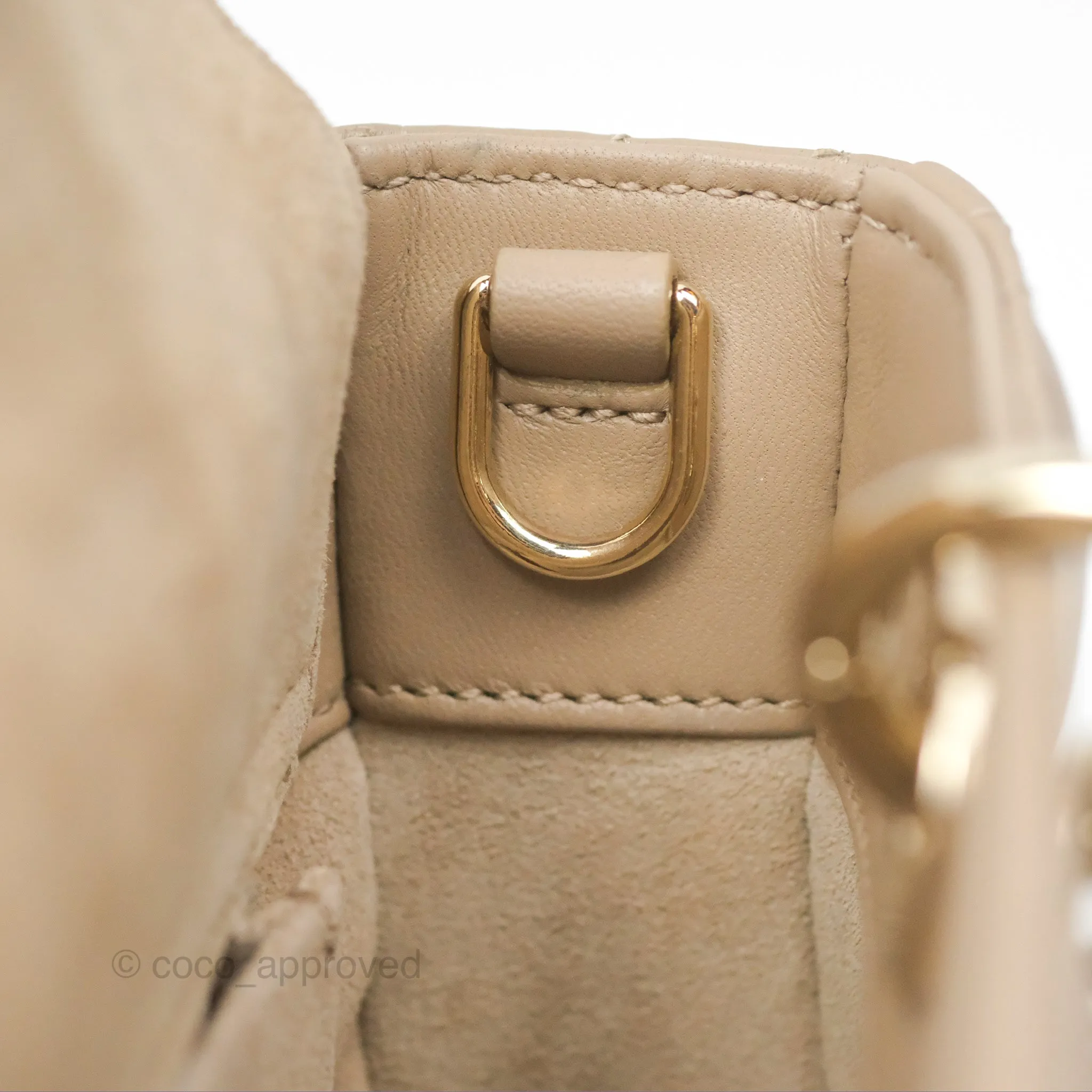 Dior Small Lady D-Joy Bag Beige Lambskin Cannage Gold Hardware