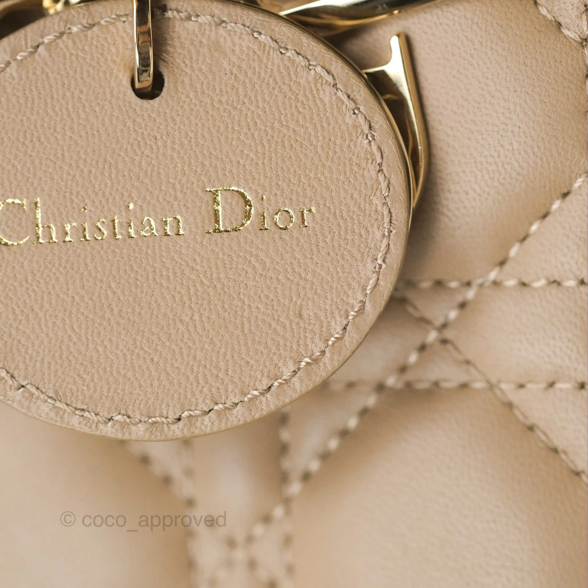 Dior Small Lady D-Joy Bag Beige Lambskin Cannage Gold Hardware