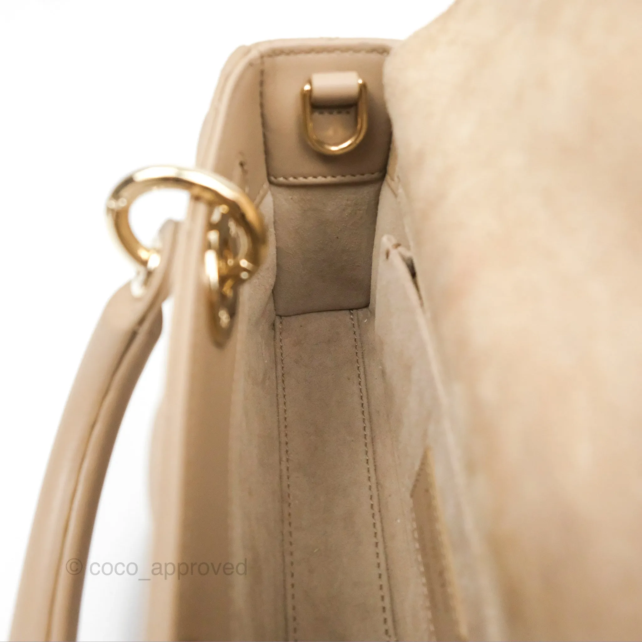 Dior Small Lady D-Joy Bag Beige Lambskin Cannage Gold Hardware