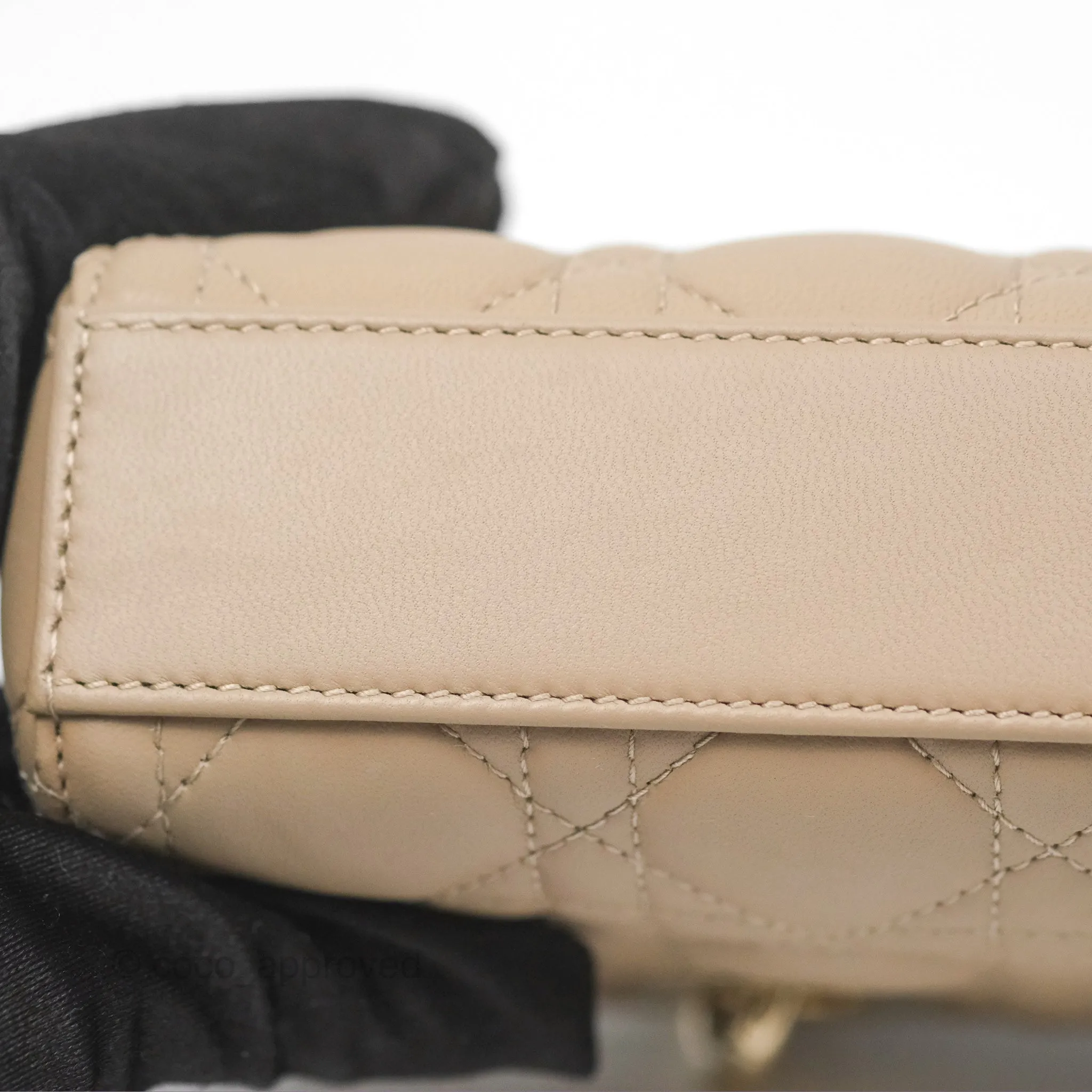 Dior Small Lady D-Joy Bag Beige Lambskin Cannage Gold Hardware