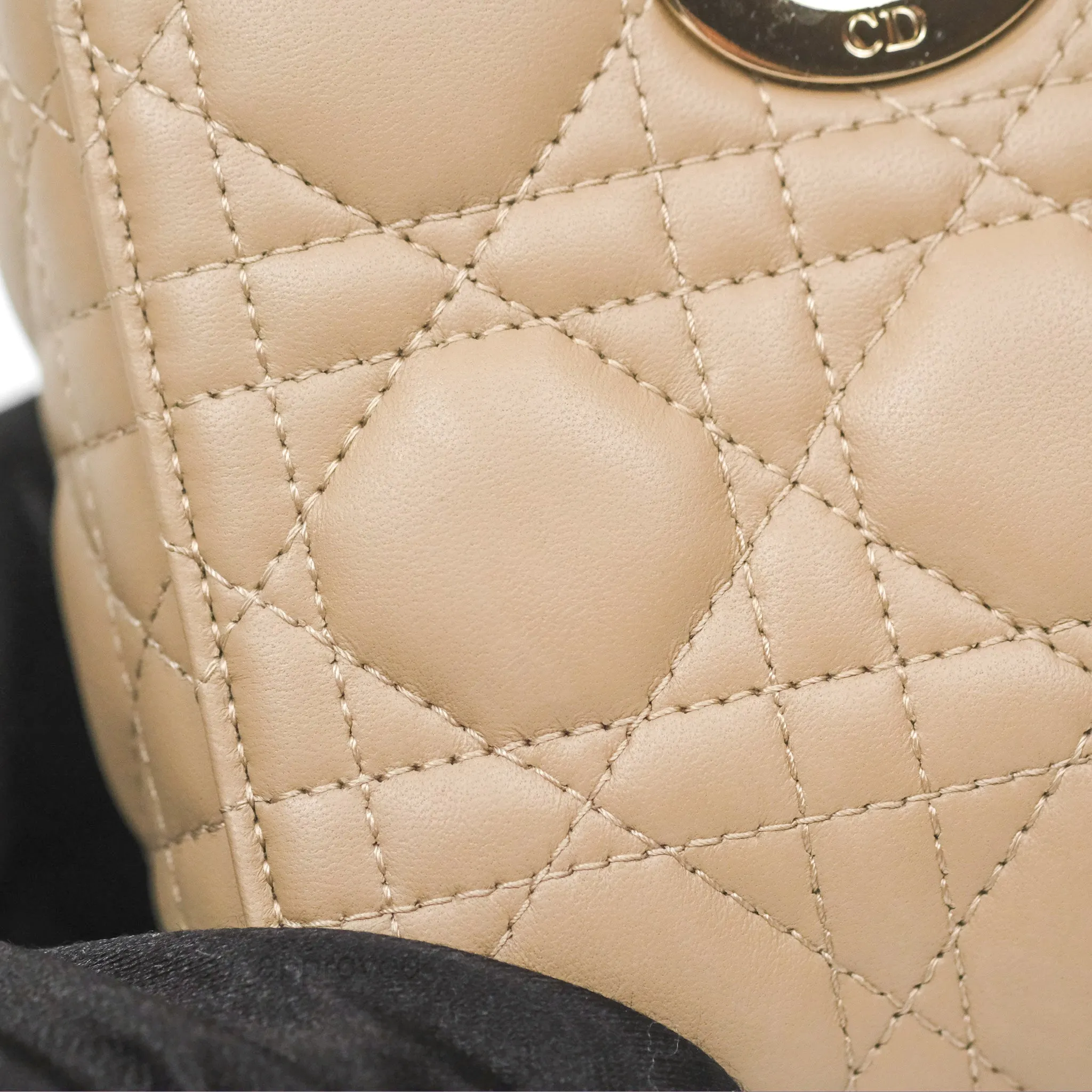 Dior Small Lady D-Joy Bag Beige Lambskin Cannage Gold Hardware