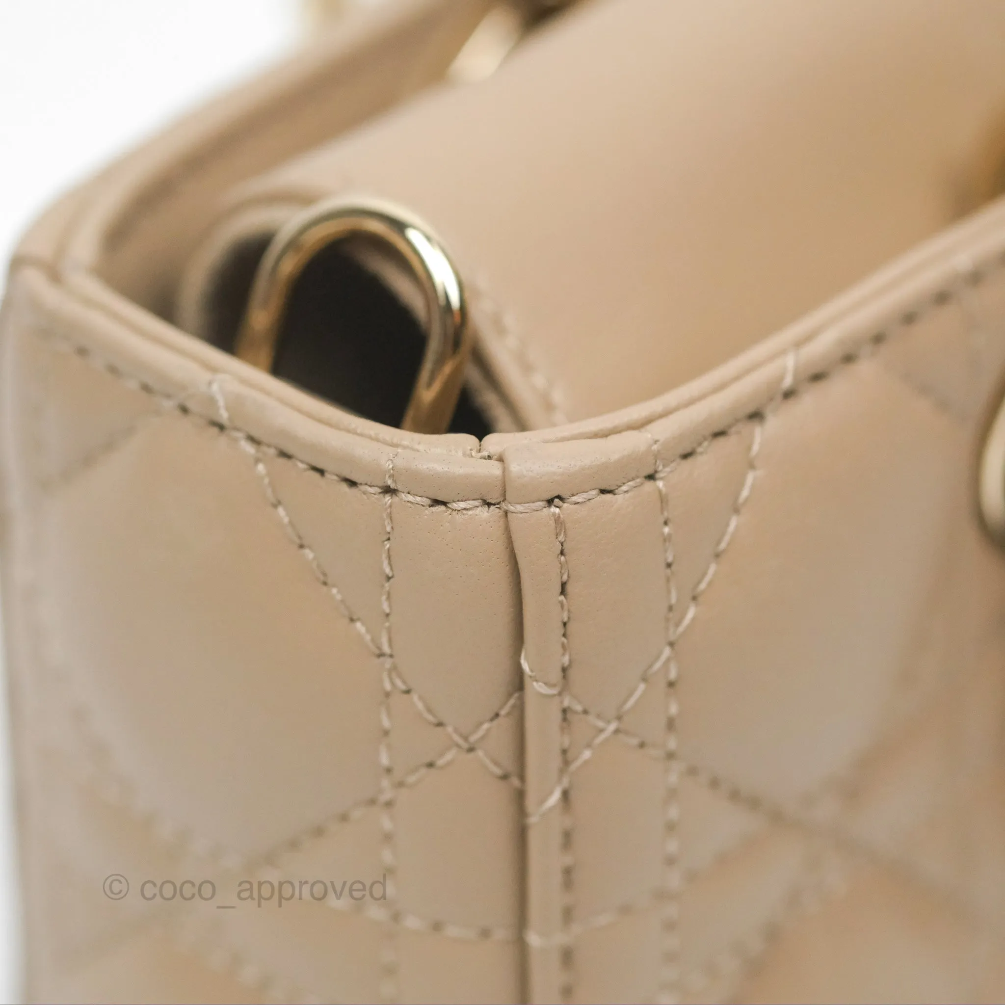 Dior Small Lady D-Joy Bag Beige Lambskin Cannage Gold Hardware