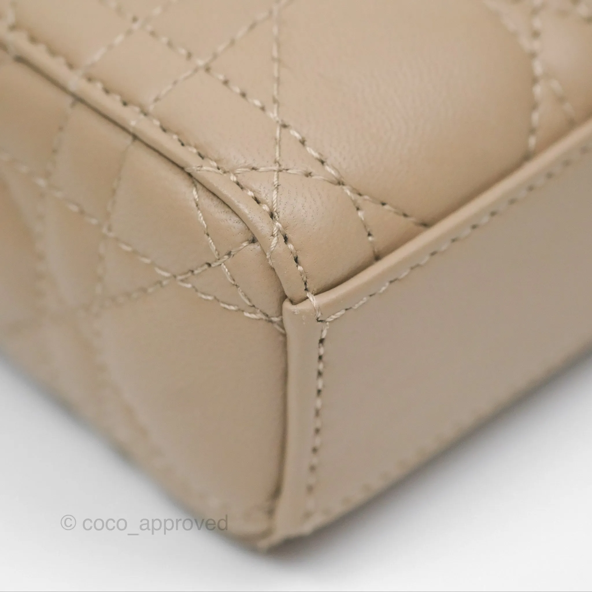 Dior Small Lady D-Joy Bag Beige Lambskin Cannage Gold Hardware