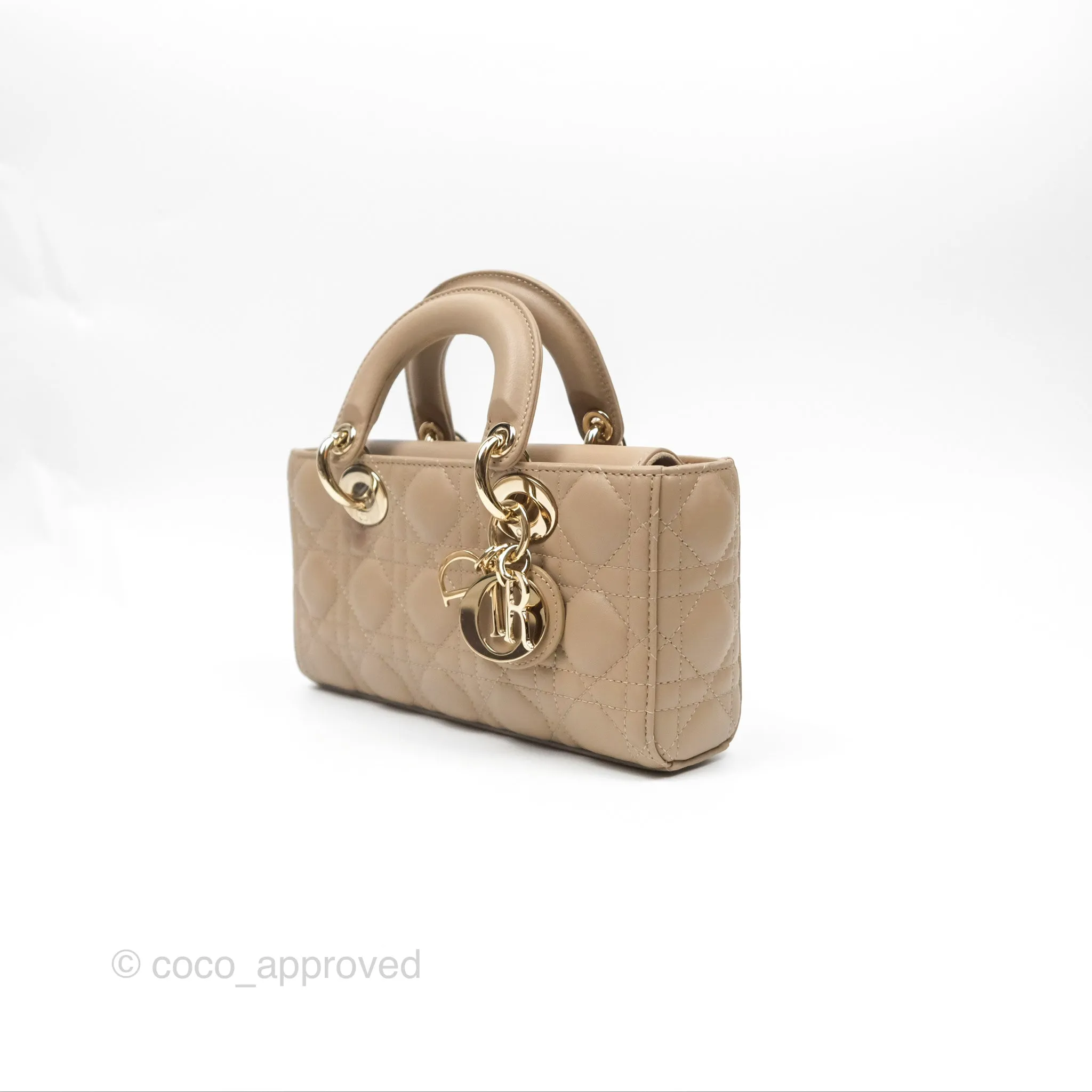 Dior Small Lady D-Joy Bag Beige Lambskin Cannage Gold Hardware