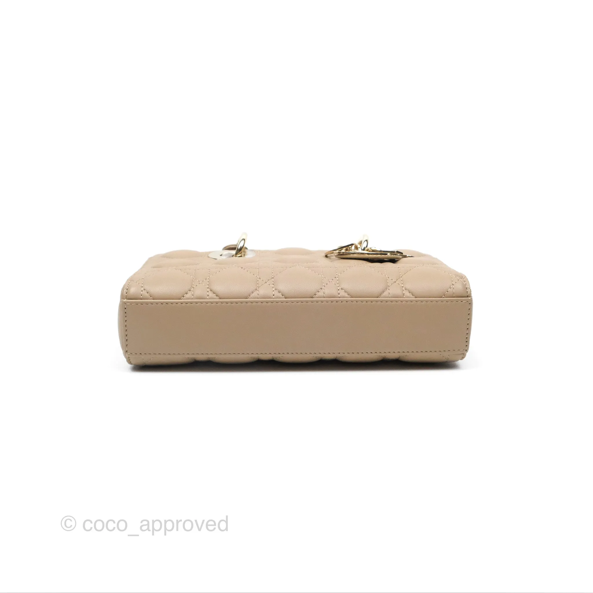 Dior Small Lady D-Joy Bag Beige Lambskin Cannage Gold Hardware
