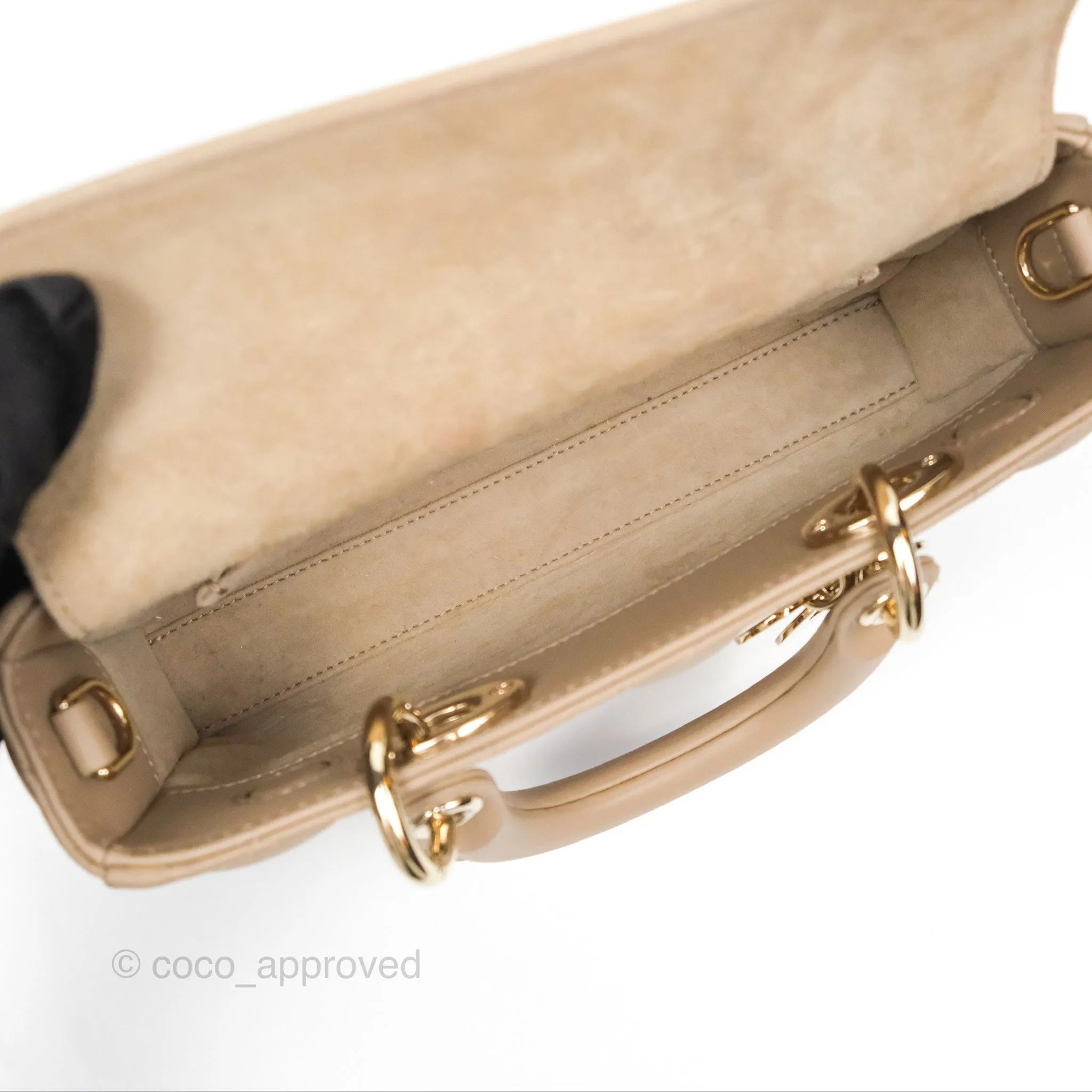 Dior Small Lady D-Joy Bag Beige Lambskin Cannage Gold Hardware
