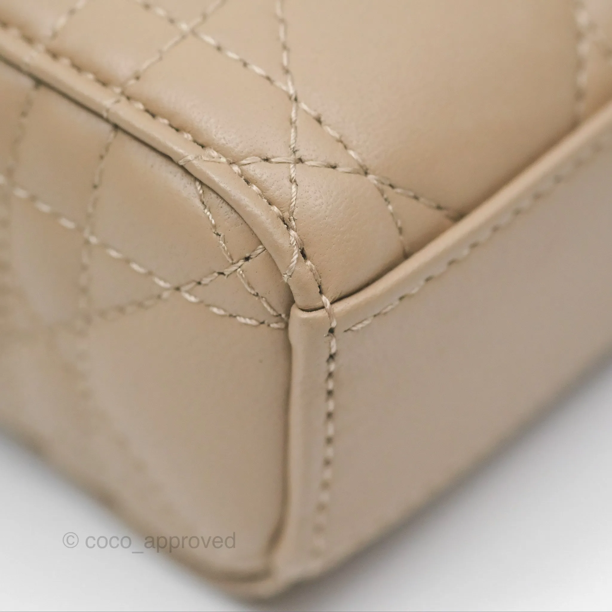 Dior Small Lady D-Joy Bag Beige Lambskin Cannage Gold Hardware