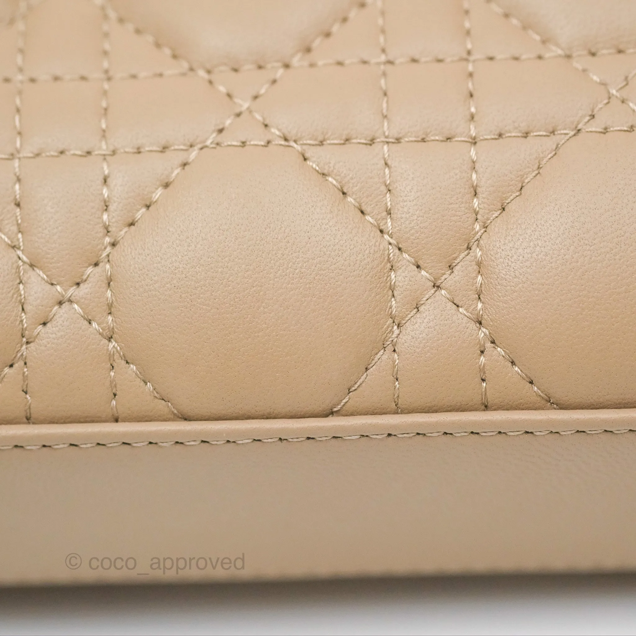 Dior Small Lady D-Joy Bag Beige Lambskin Cannage Gold Hardware
