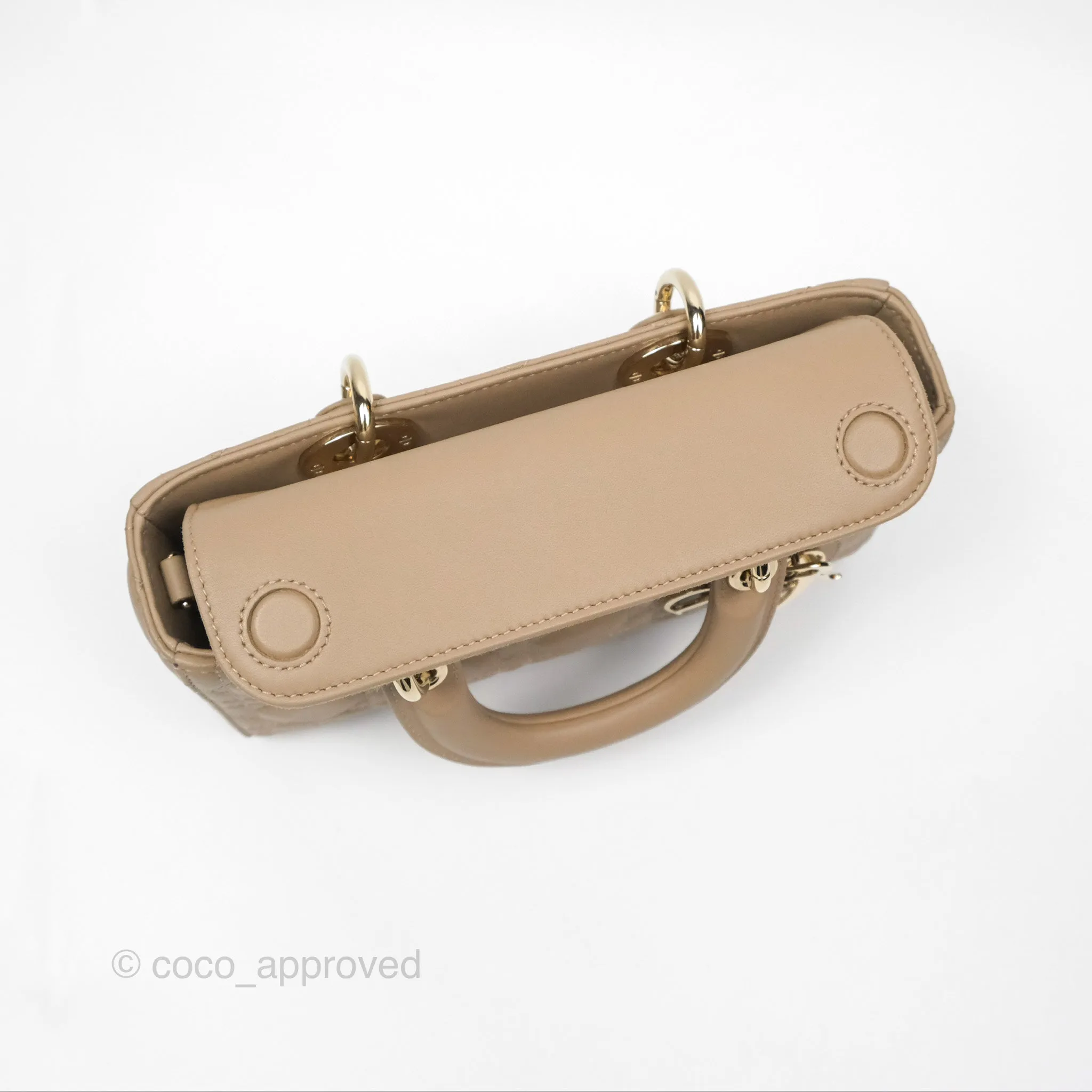 Dior Small Lady D-Joy Bag Beige Lambskin Cannage Gold Hardware