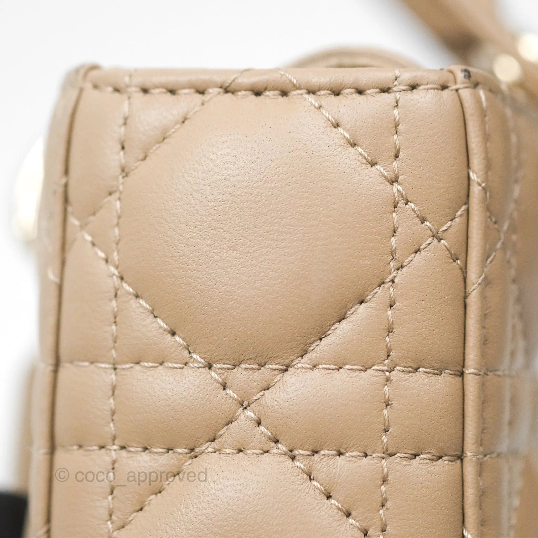 Dior Small Lady D-Joy Bag Beige Lambskin Cannage Gold Hardware