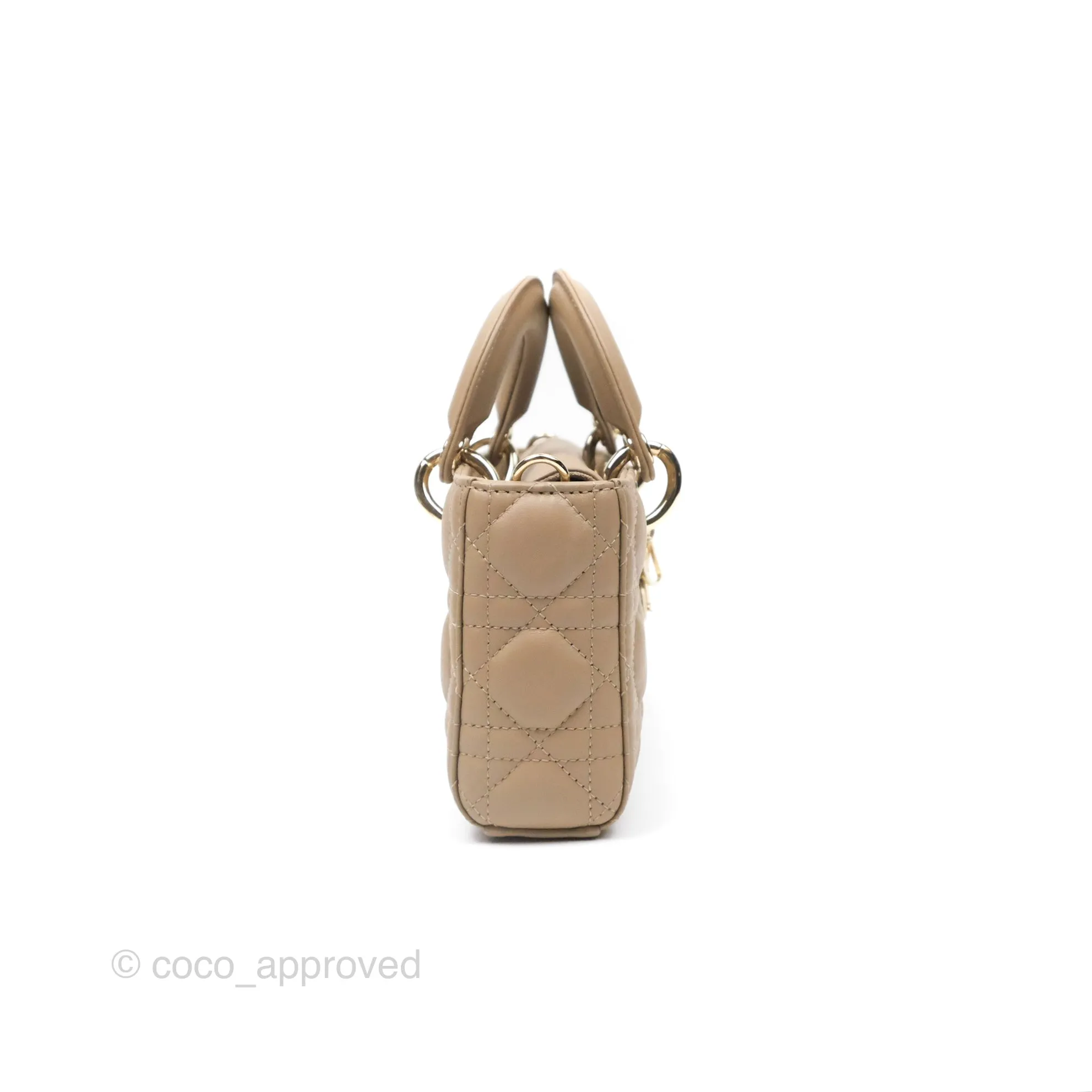Dior Small Lady D-Joy Bag Beige Lambskin Cannage Gold Hardware