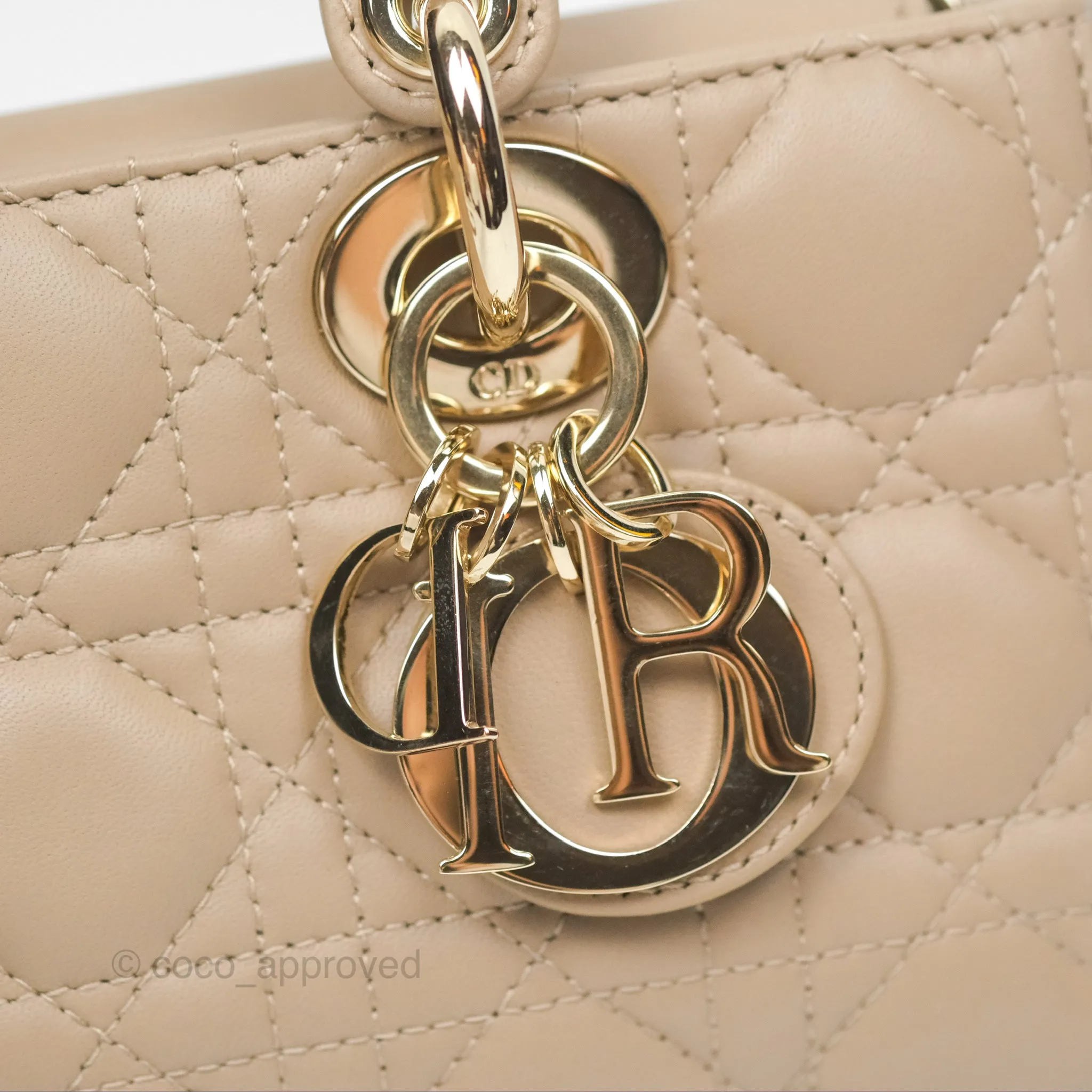 Dior Small Lady D-Joy Bag Beige Lambskin Cannage Gold Hardware