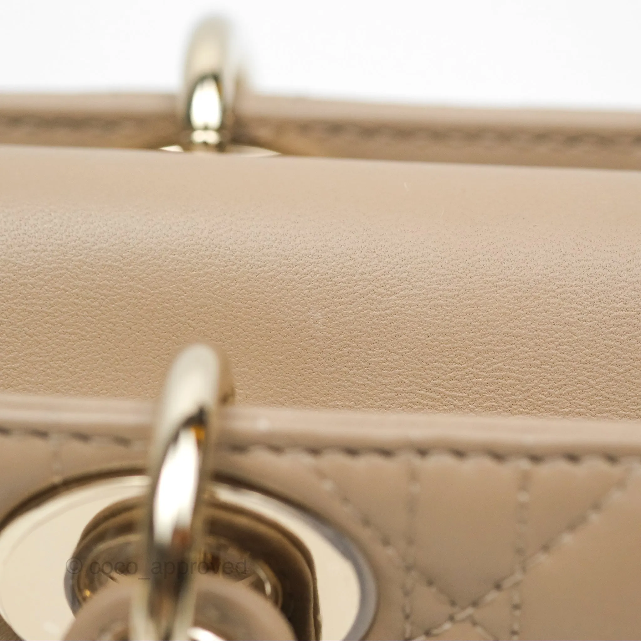 Dior Small Lady D-Joy Bag Beige Lambskin Cannage Gold Hardware
