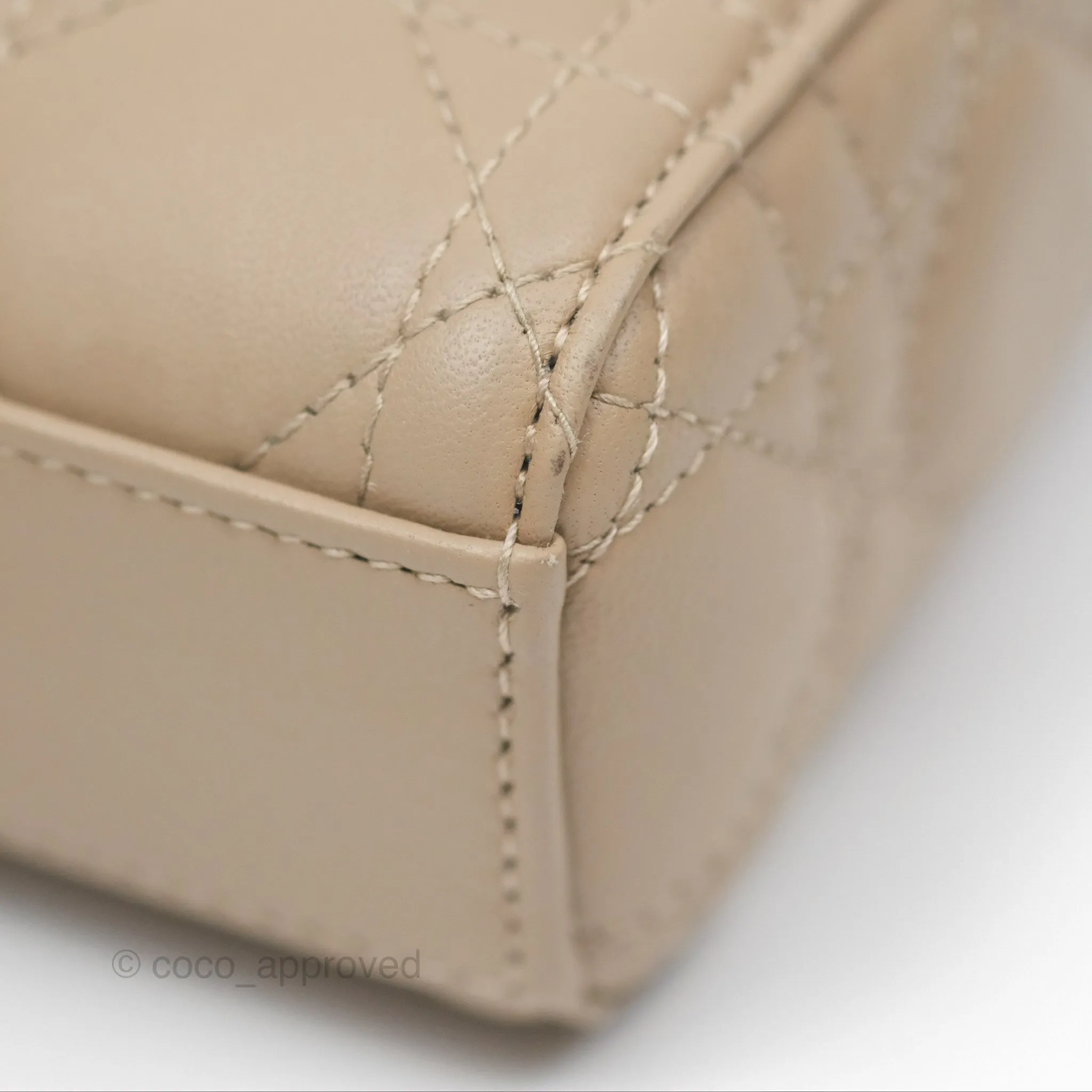 Dior Small Lady D-Joy Bag Beige Lambskin Cannage Gold Hardware