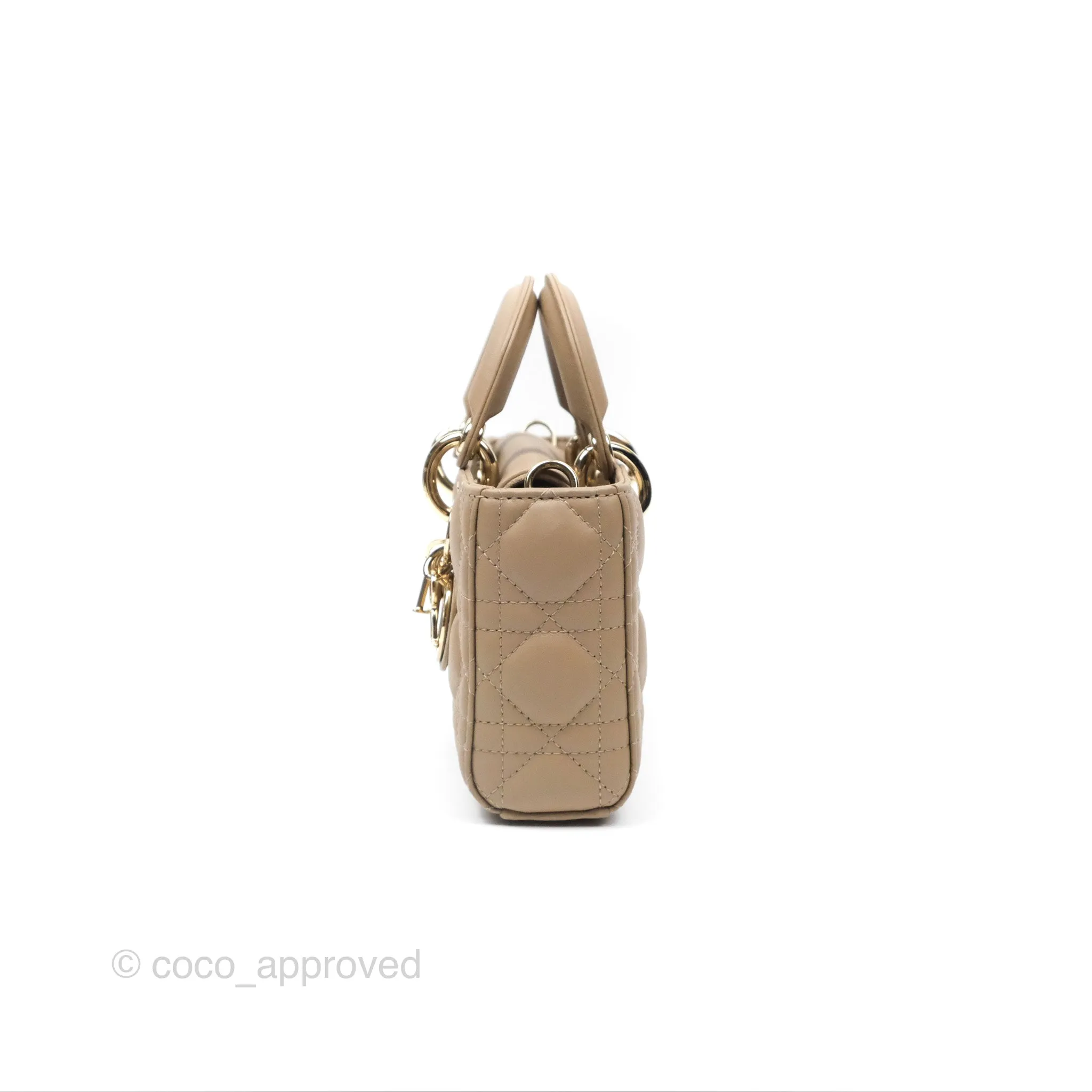 Dior Small Lady D-Joy Bag Beige Lambskin Cannage Gold Hardware
