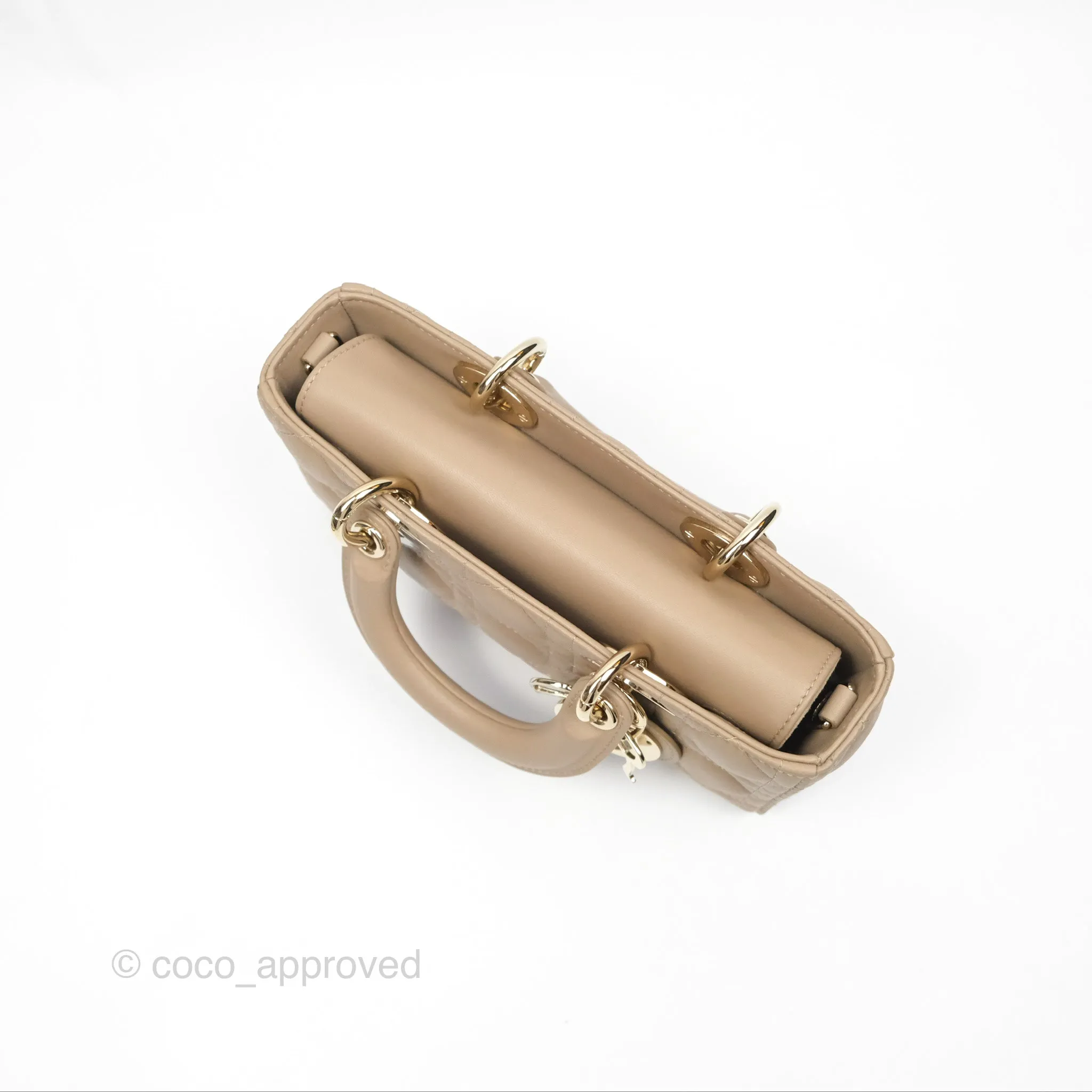 Dior Small Lady D-Joy Bag Beige Lambskin Cannage Gold Hardware