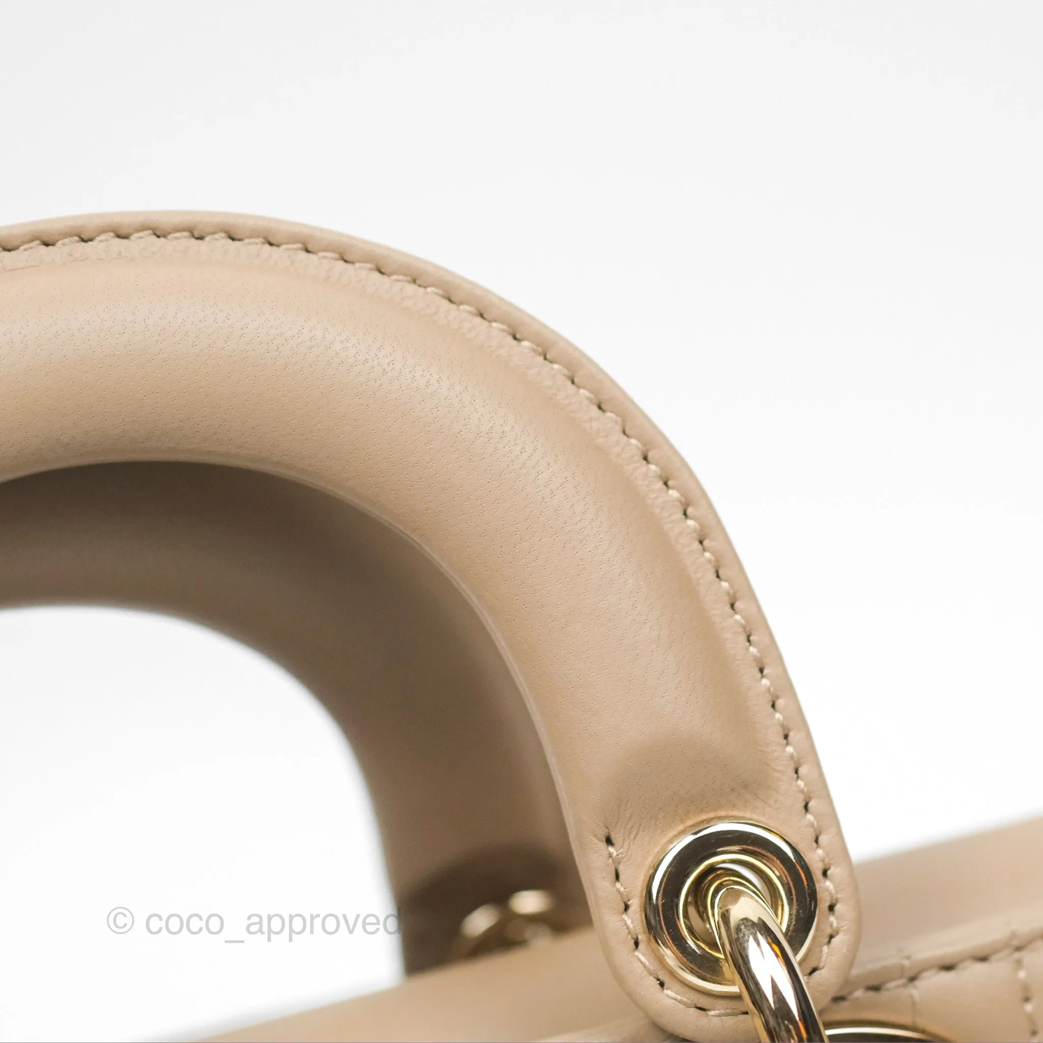 Dior Small Lady D-Joy Bag Beige Lambskin Cannage Gold Hardware