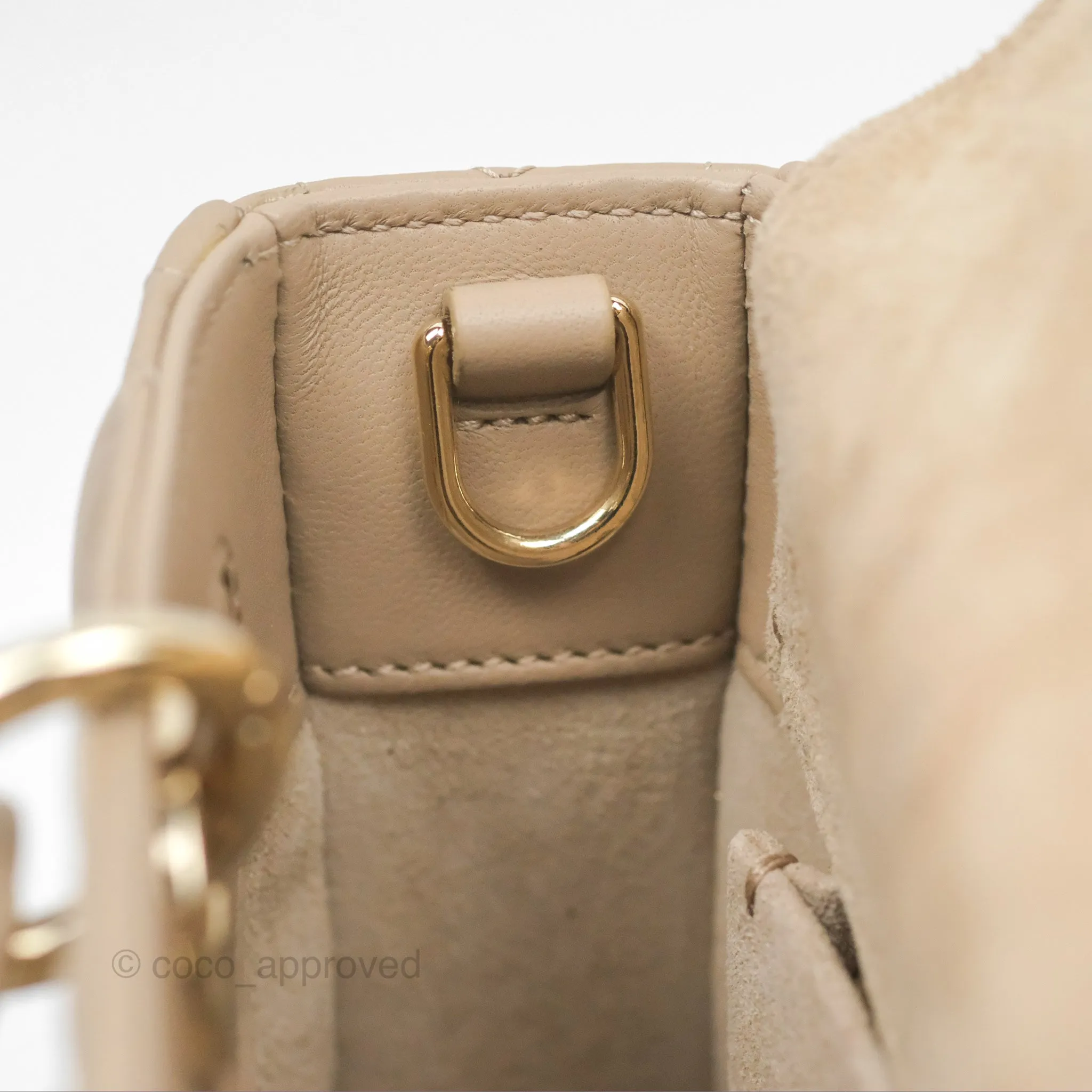 Dior Small Lady D-Joy Bag Beige Lambskin Cannage Gold Hardware