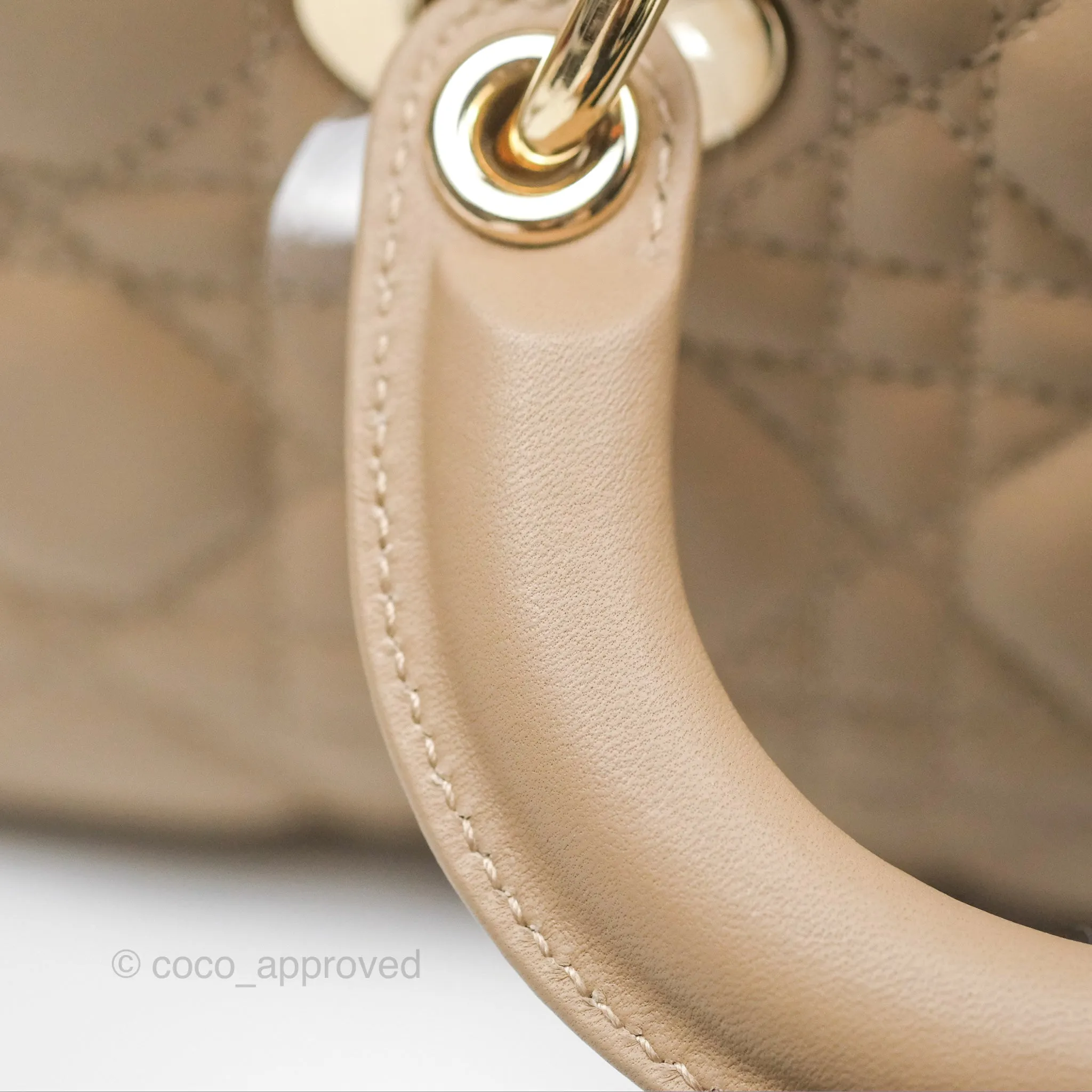 Dior Small Lady D-Joy Bag Beige Lambskin Cannage Gold Hardware