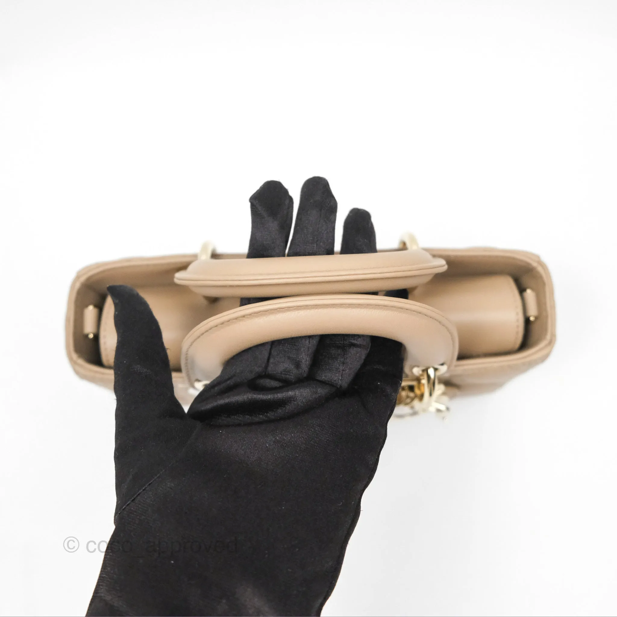 Dior Small Lady D-Joy Bag Beige Lambskin Cannage Gold Hardware