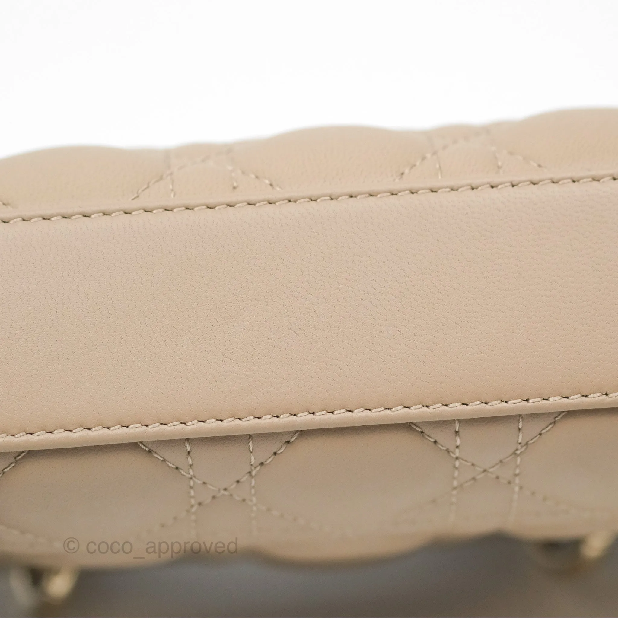 Dior Small Lady D-Joy Bag Beige Lambskin Cannage Gold Hardware