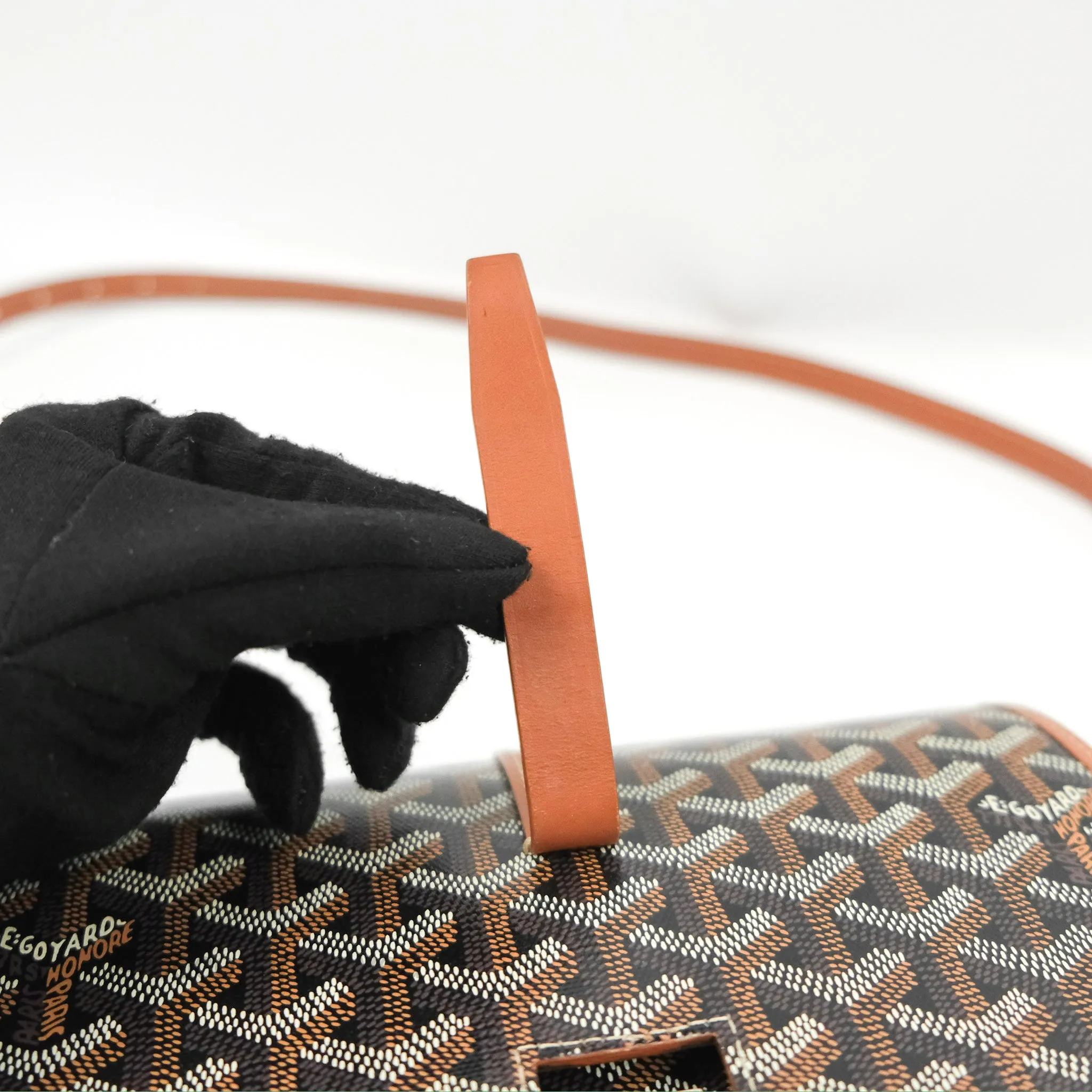 Goyard Belvedere II PM Messenger Bag Black Tan Goyardine