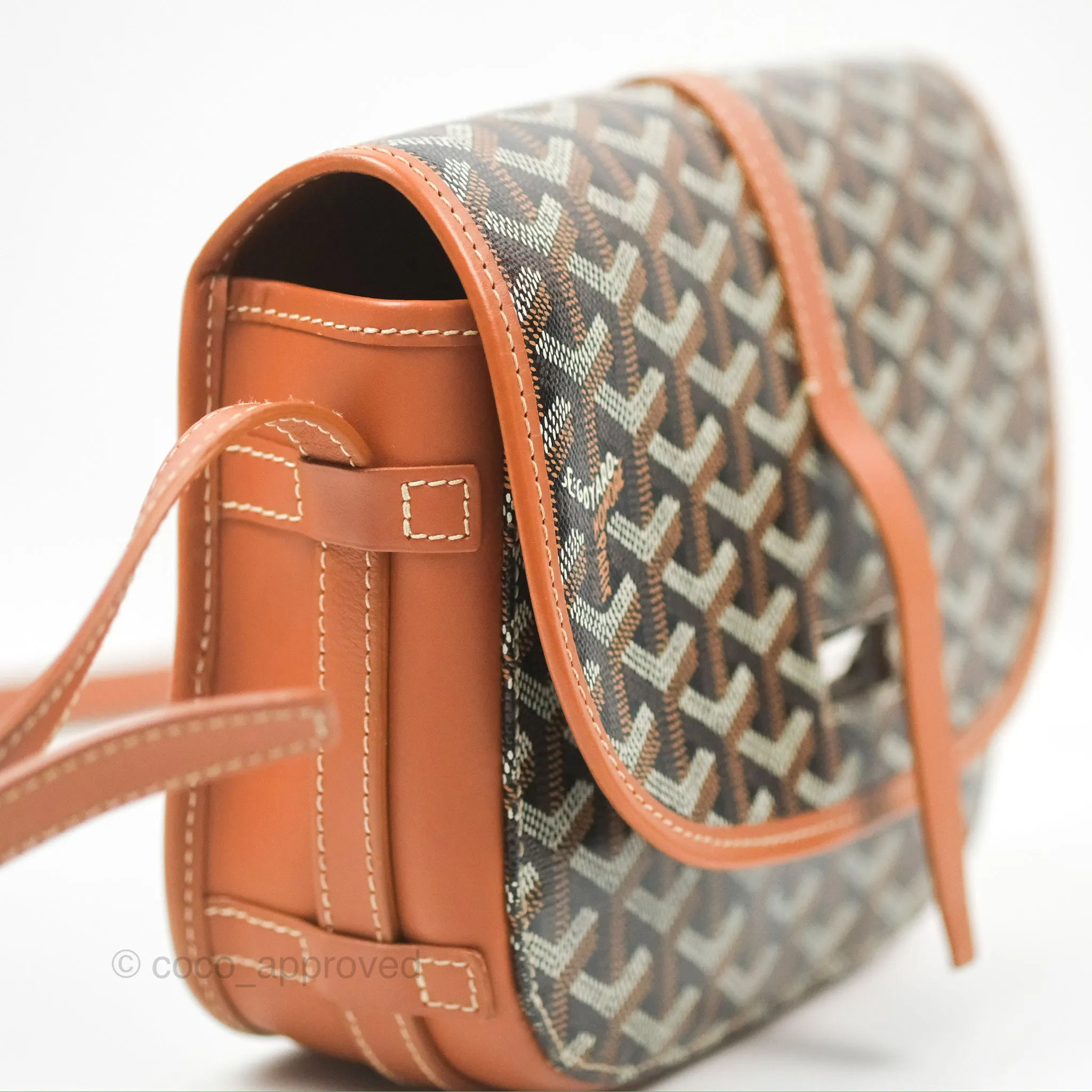 Goyard Belvedere II PM Messenger Bag Black Tan Goyardine