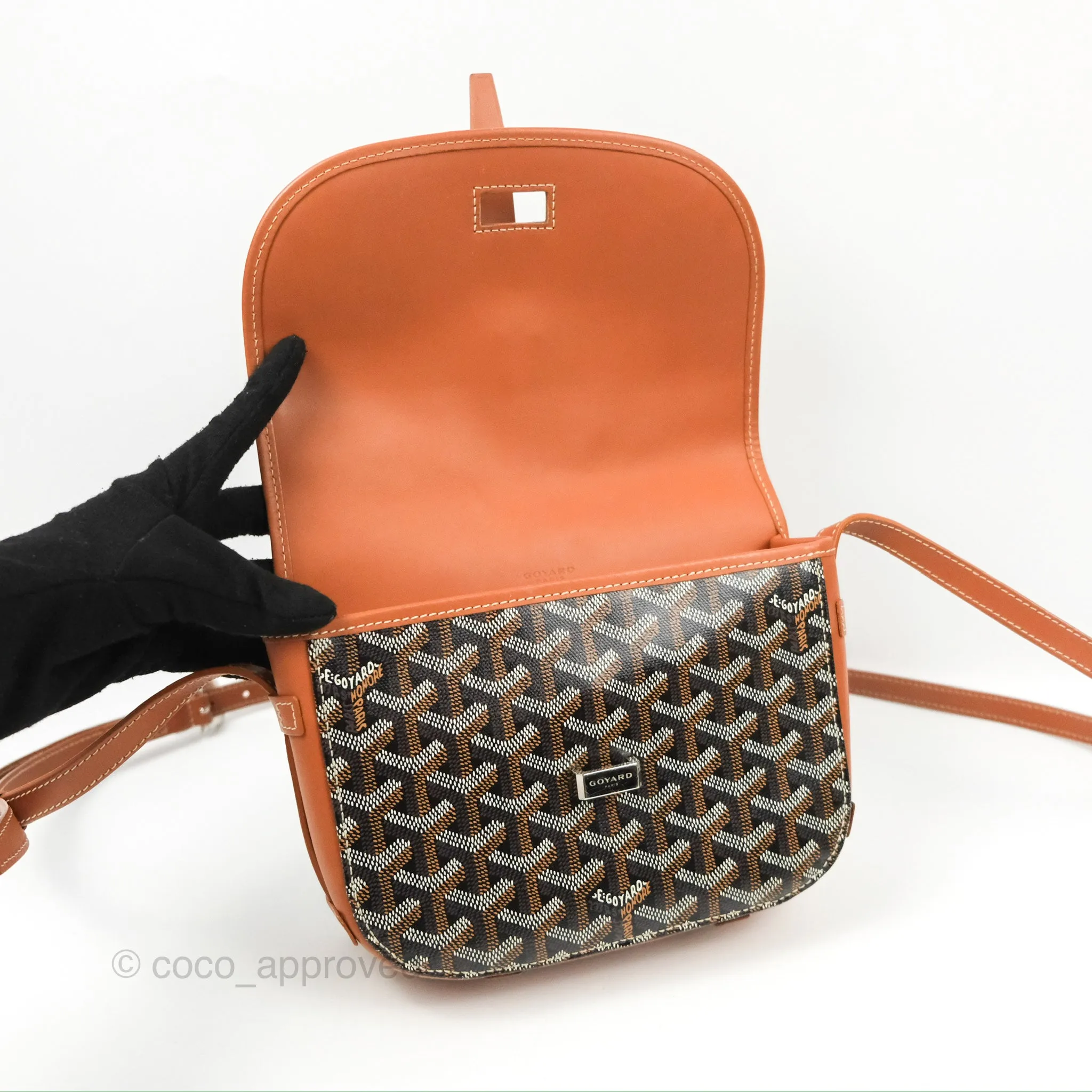 Goyard Belvedere II PM Messenger Bag Black Tan Goyardine