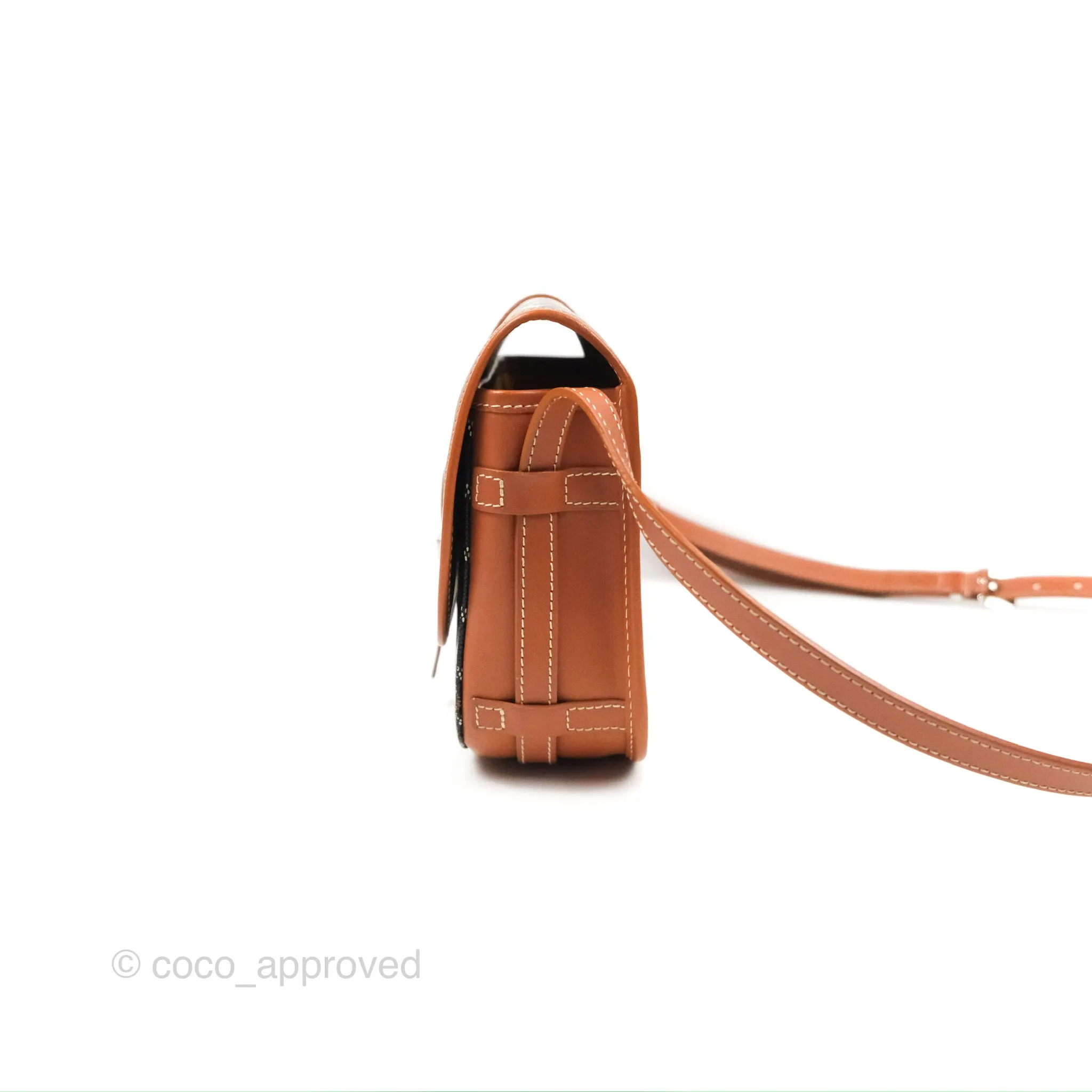 Goyard Belvedere II PM Messenger Bag Black Tan Goyardine