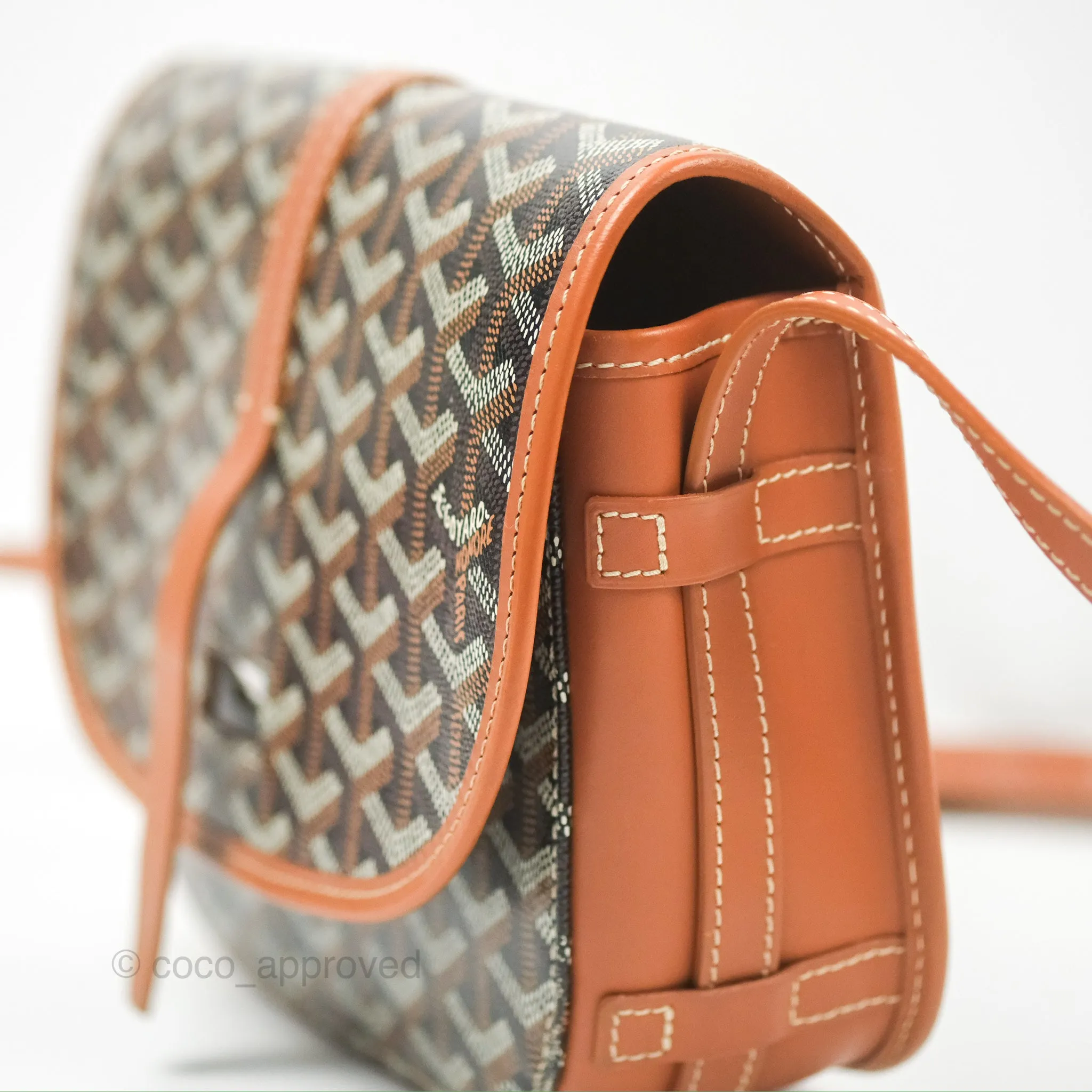 Goyard Belvedere II PM Messenger Bag Black Tan Goyardine