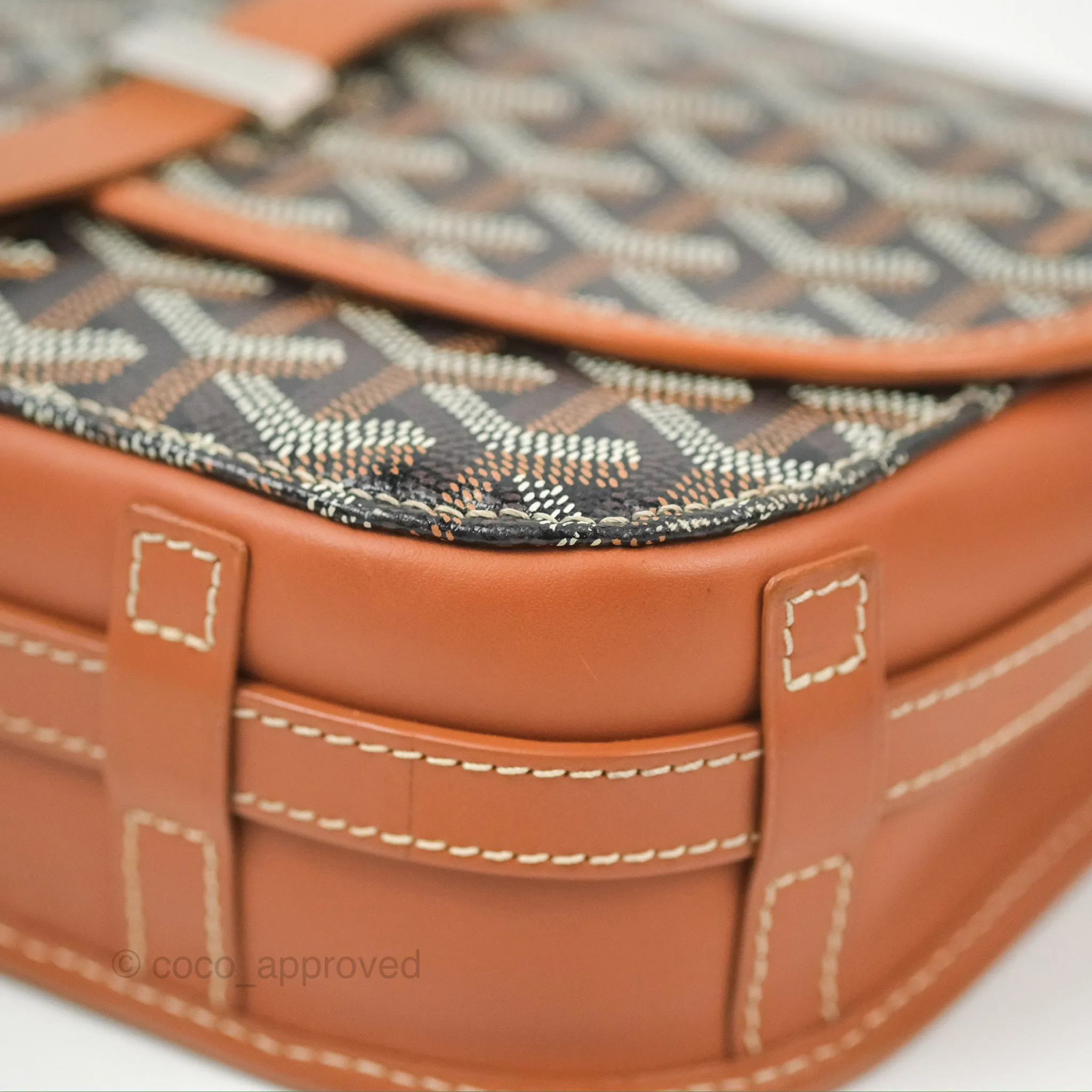 Goyard Belvedere II PM Messenger Bag Black Tan Goyardine