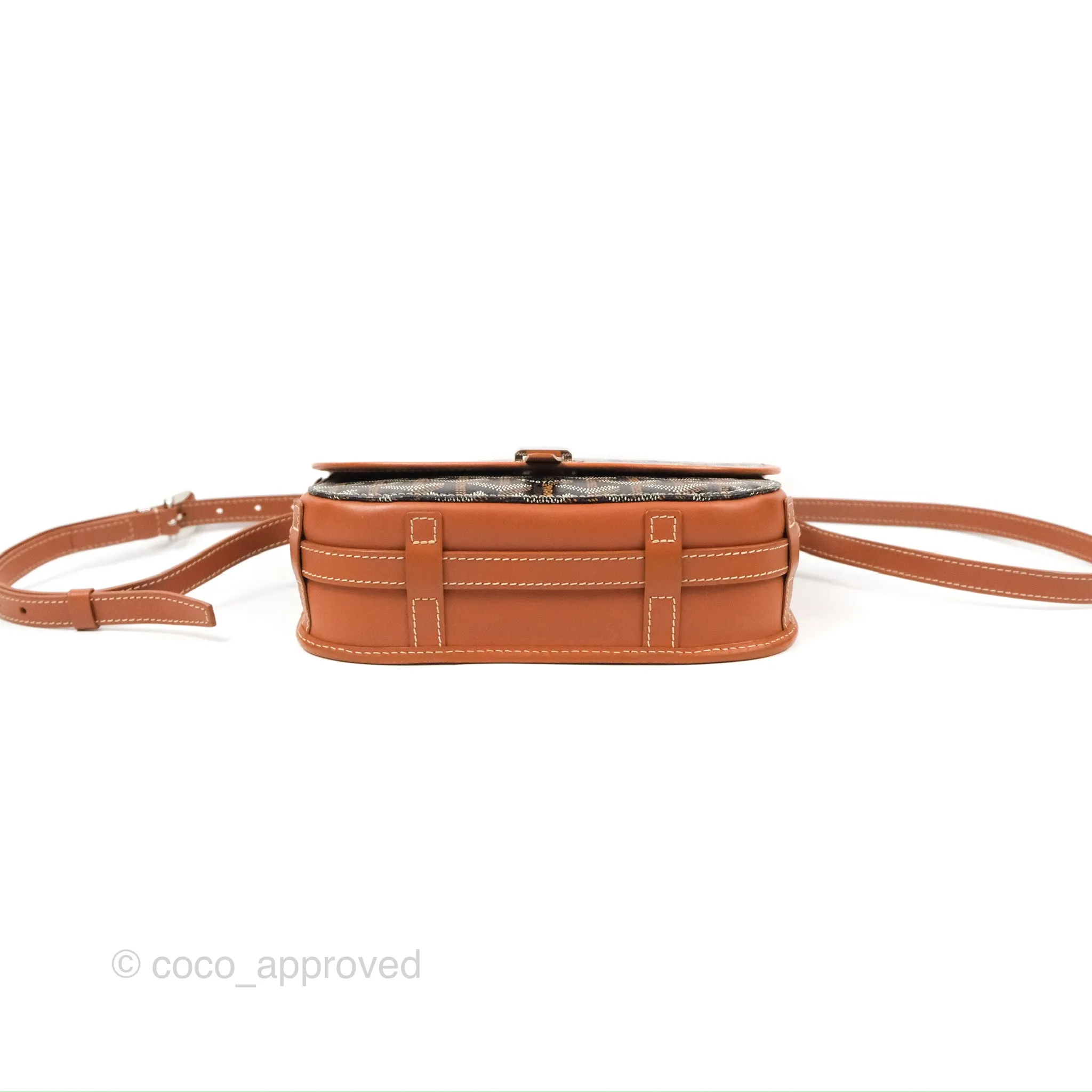 Goyard Belvedere II PM Messenger Bag Black Tan Goyardine