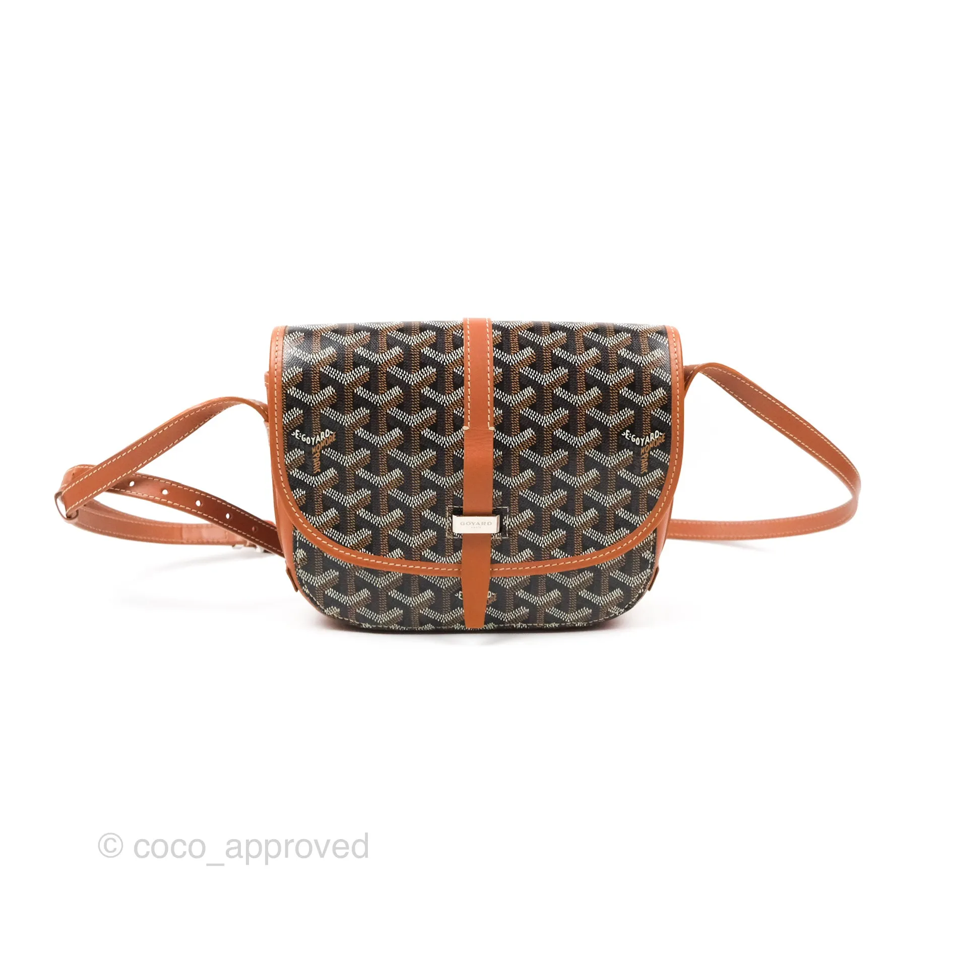 Goyard Belvedere II PM Messenger Bag Black Tan Goyardine