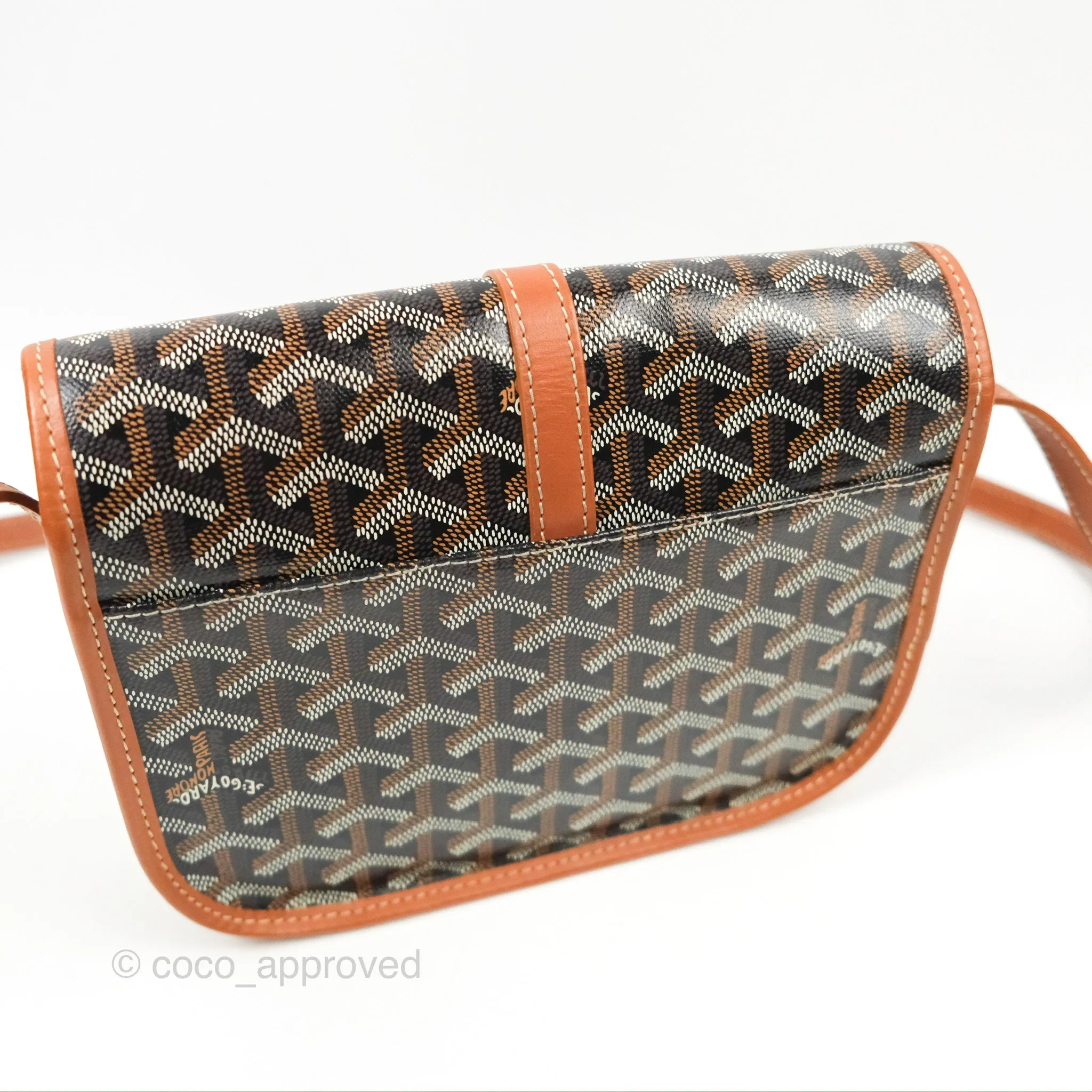Goyard Belvedere II PM Messenger Bag Black Tan Goyardine