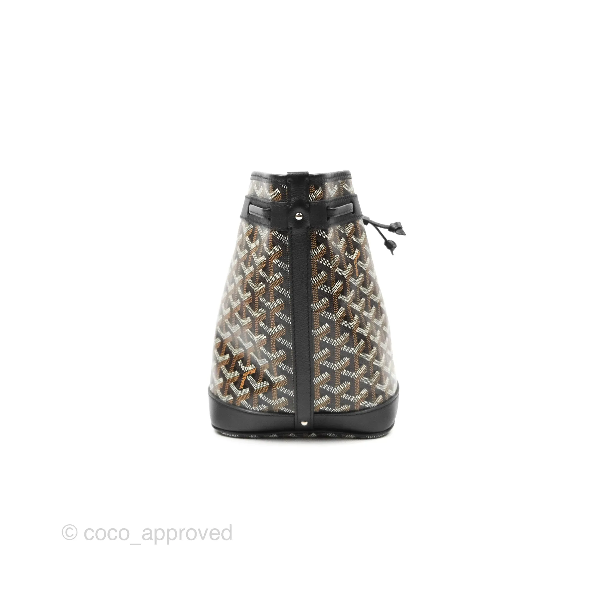 Goyard Petit Flot Bucket Bag Black Goyardine Canvas